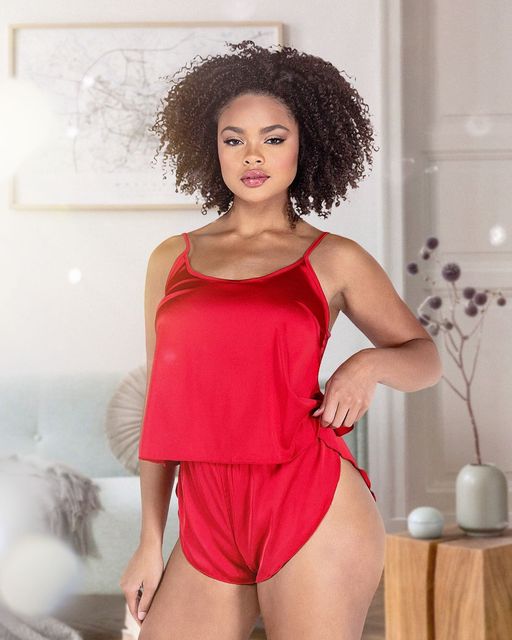 2PC Soft Satin Tulip Short Set - DestGlow