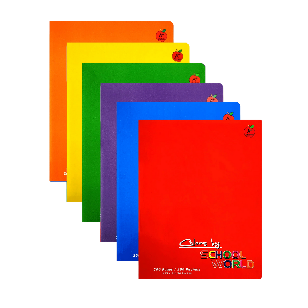 Libreta de carpeta de colores School World 200?páginas DestGlow