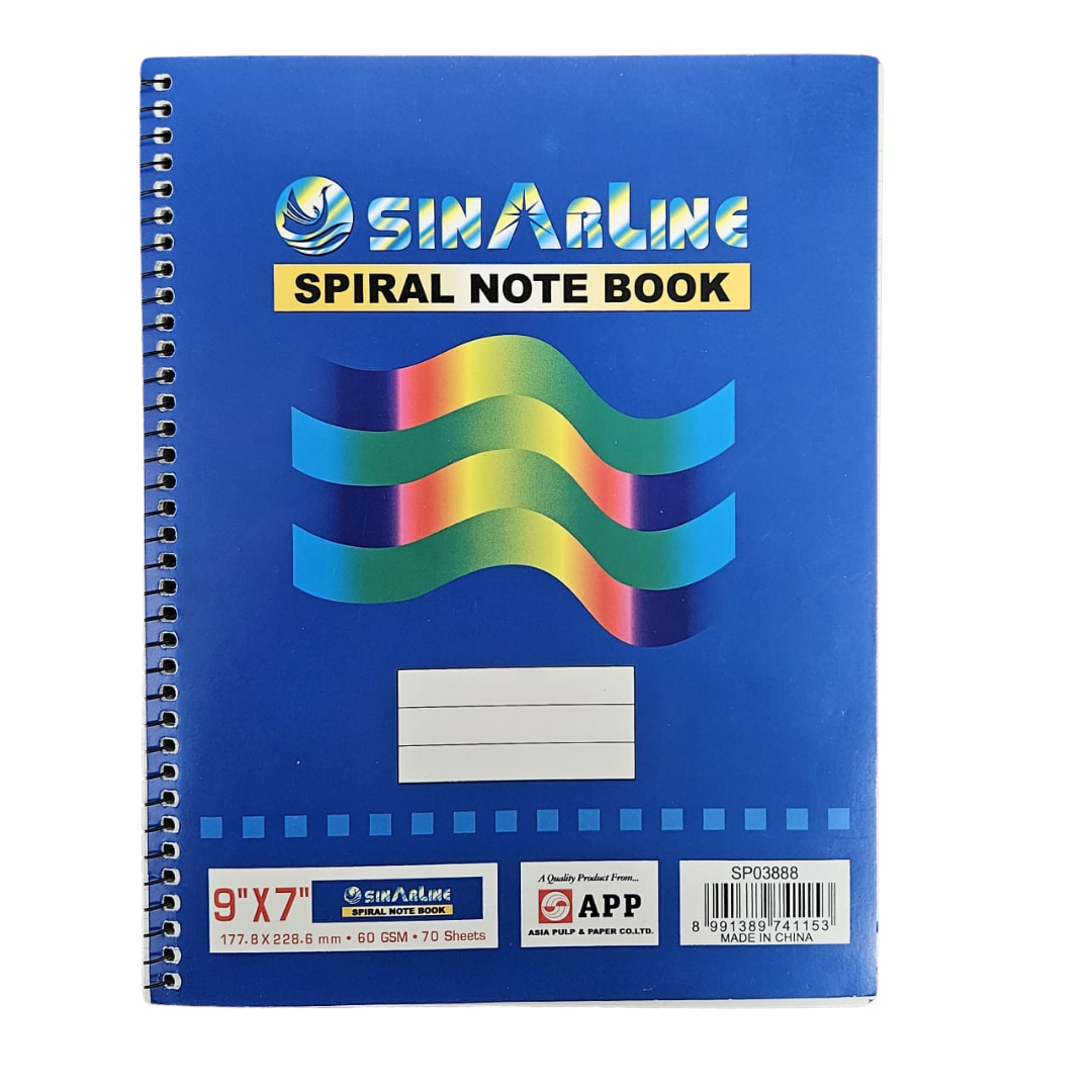 SinAline Spiral Note Book (9?×7?, 80 Sheets) DestGlow