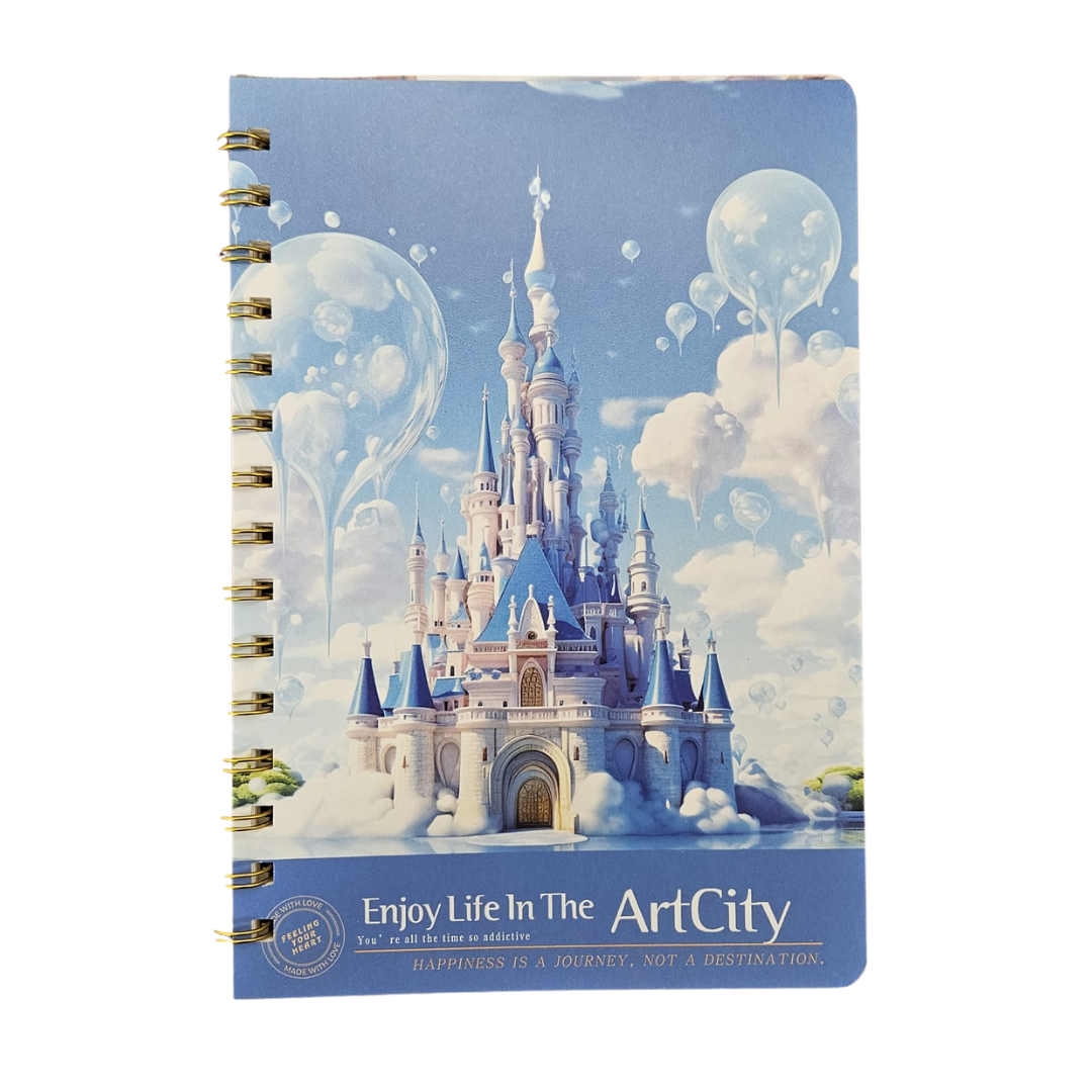 ArtCity Spiral Notebook (9?×7?, 80 Sheets, Castle Design) DestGlow