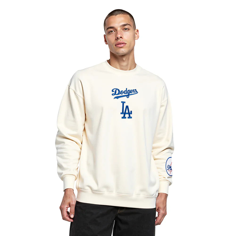 Pro Standard LA Dodgers Wingspan Drop Shoulder Crewneck - Eggshell by Denim Exchange