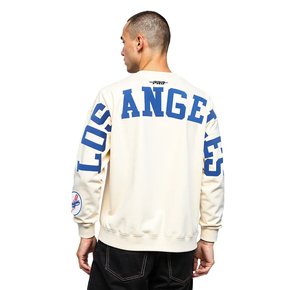 Pro Standard LA Dodgers Wingspan Drop Shoulder Crewneck - Eggshell by Denim Exchange