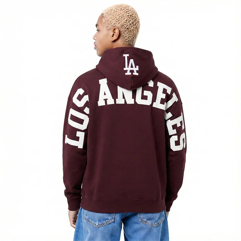 Pro Standard La Dodgers Wingspan Drop Shoulder Hoodie - Wine by Denim Exchange