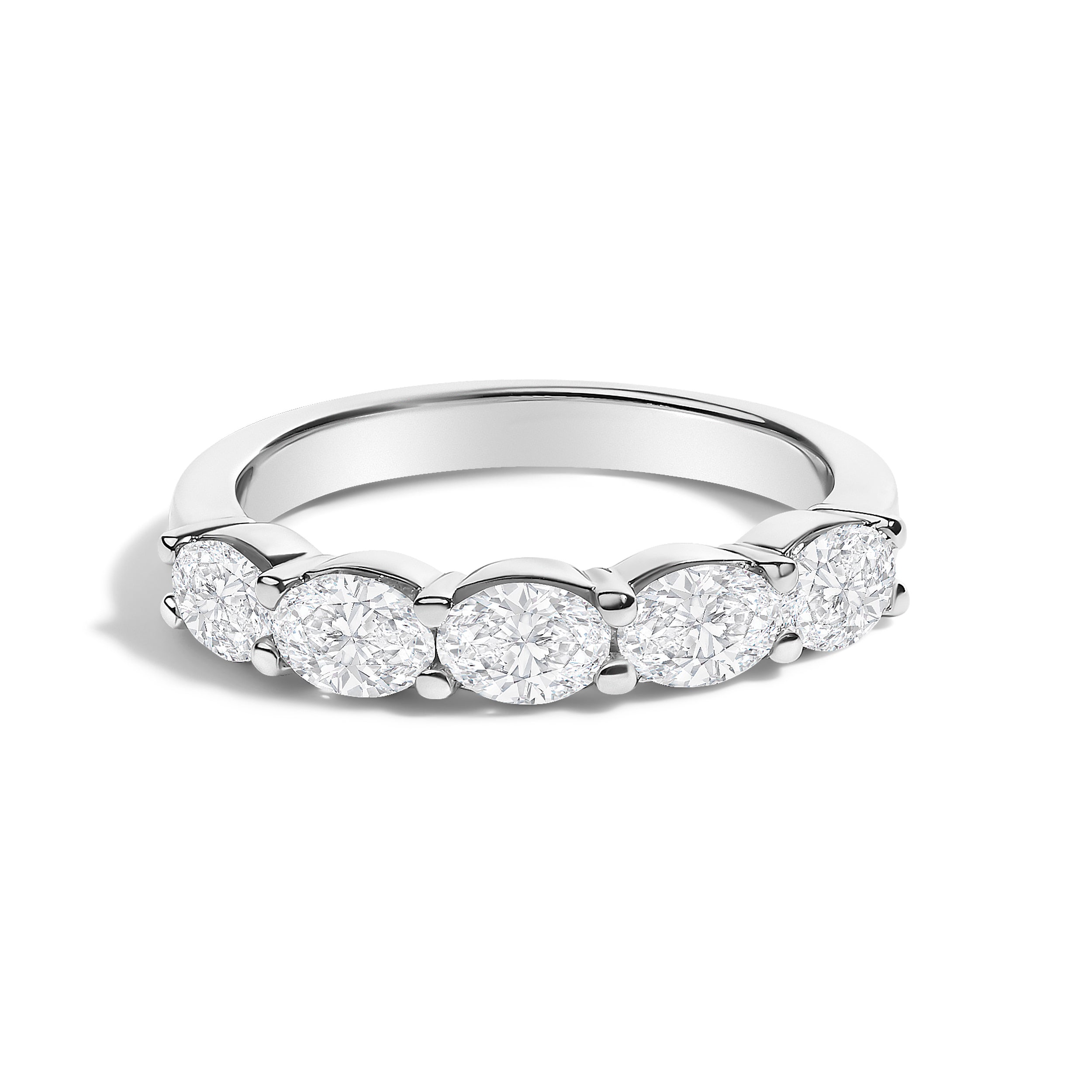 14K White Gold 1 1/4 Cttw Lab Grown Oval East West Band Ring DestGlow