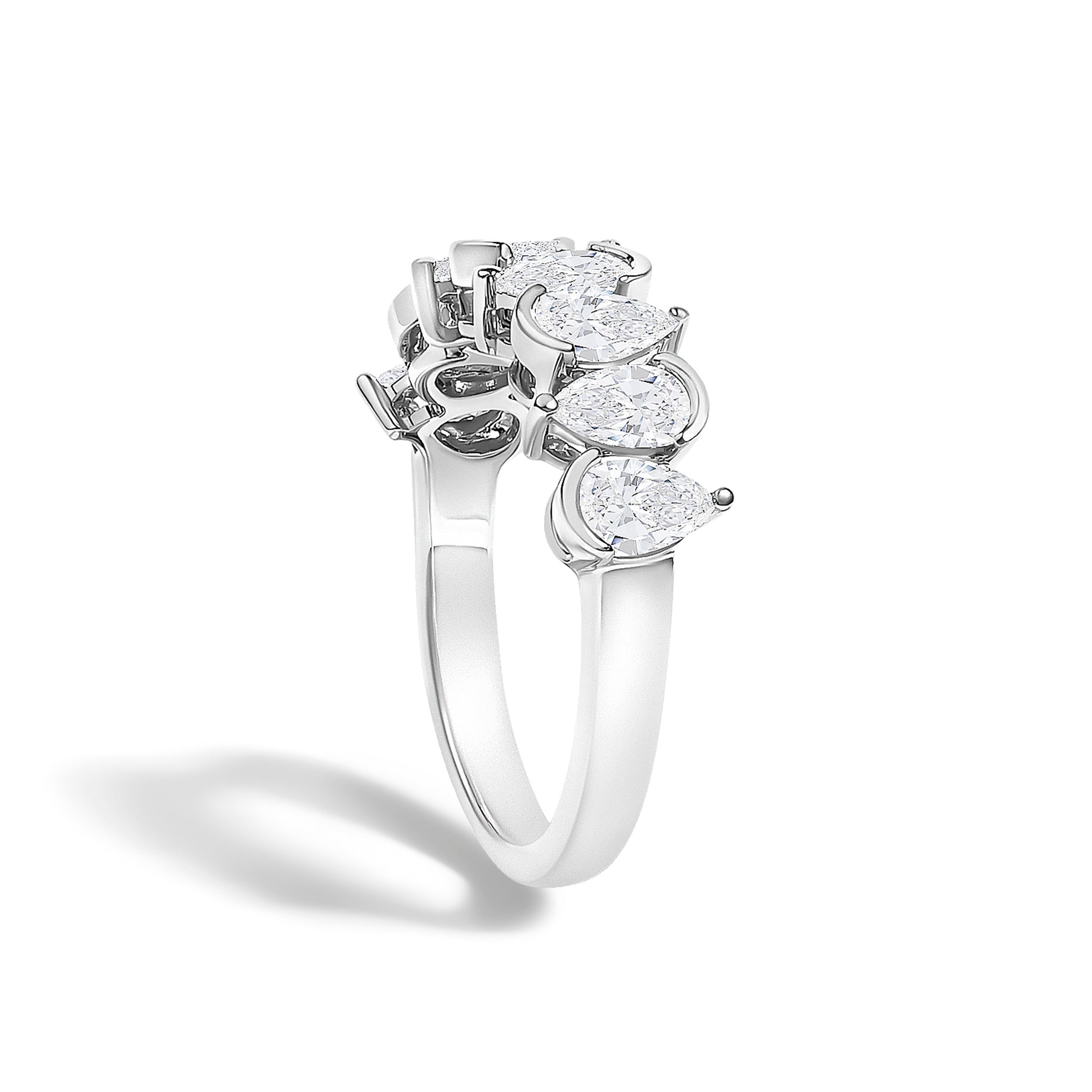 14K White Gold 1 2/3 Cttw Lab Grown Pear Diamond Band Ring Bezel Setting DestGlow