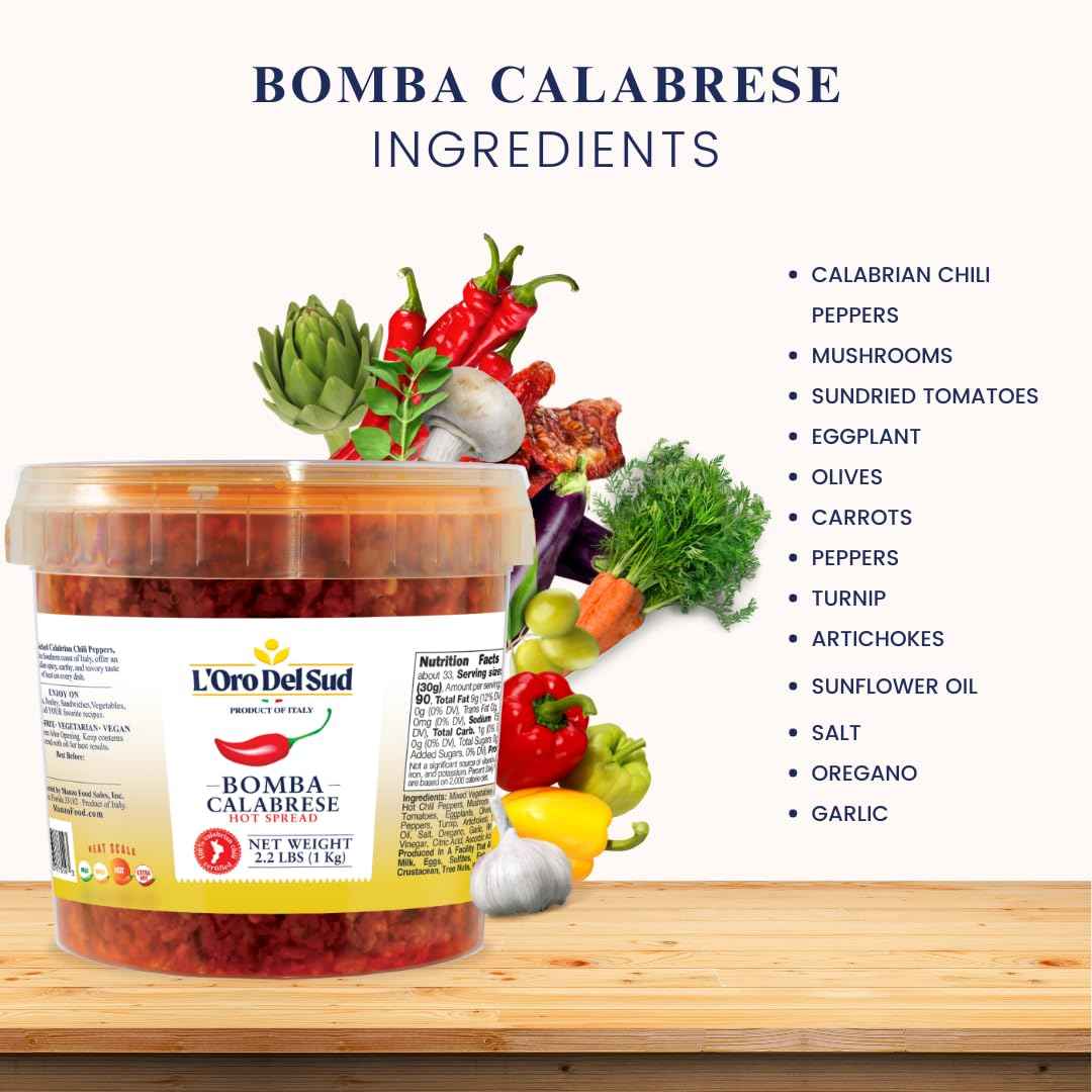 L’Oro Del Sud, Calabrian Bomba Hot Pepper Sauce, 2.2 lb (1 kg)