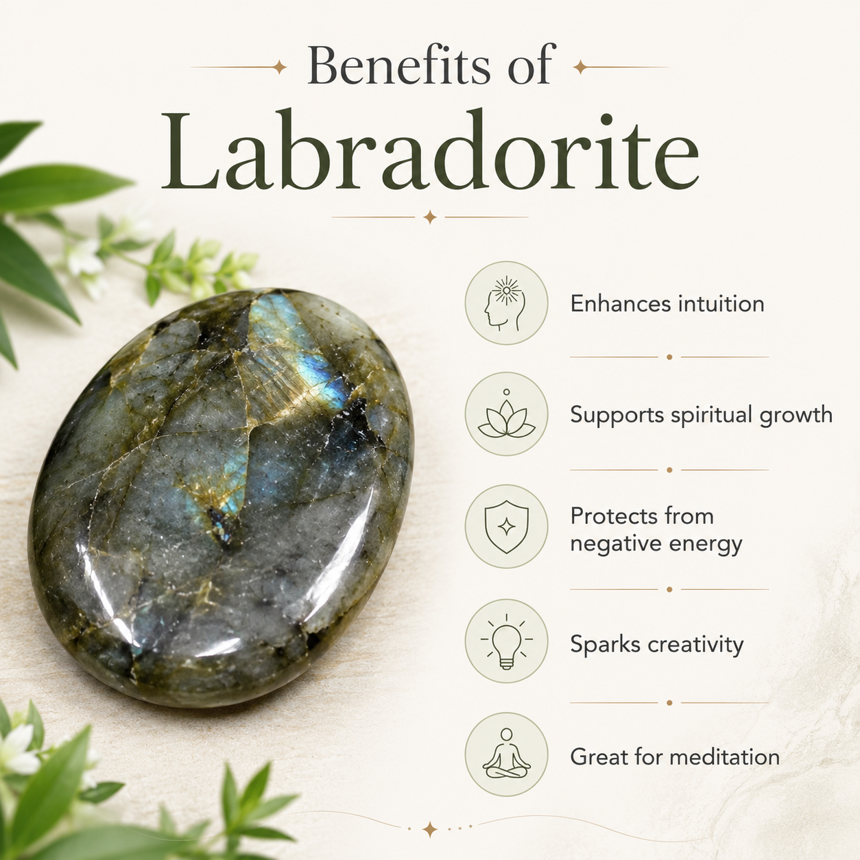 Labradorite Flat Stone, Polished Oval Flat Palm Stones DestGlow