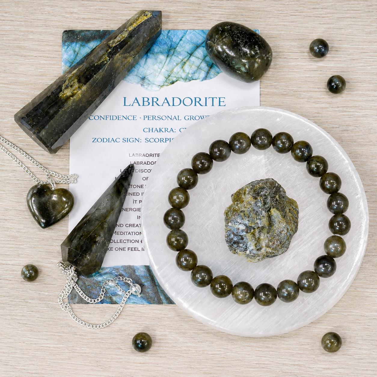 Labradorite Crystal Gift Set For Emotional Support and Protection, Real Polished Gemstones. DestGlow