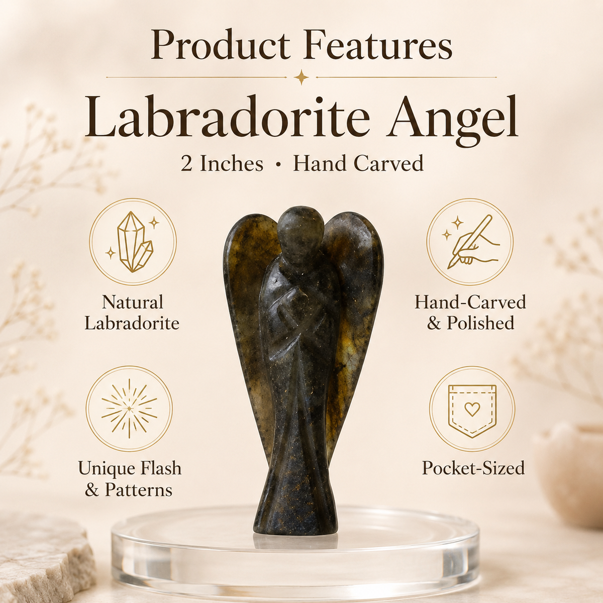 Labradorite Crystal Angel Pocket Guardian DestGlow
