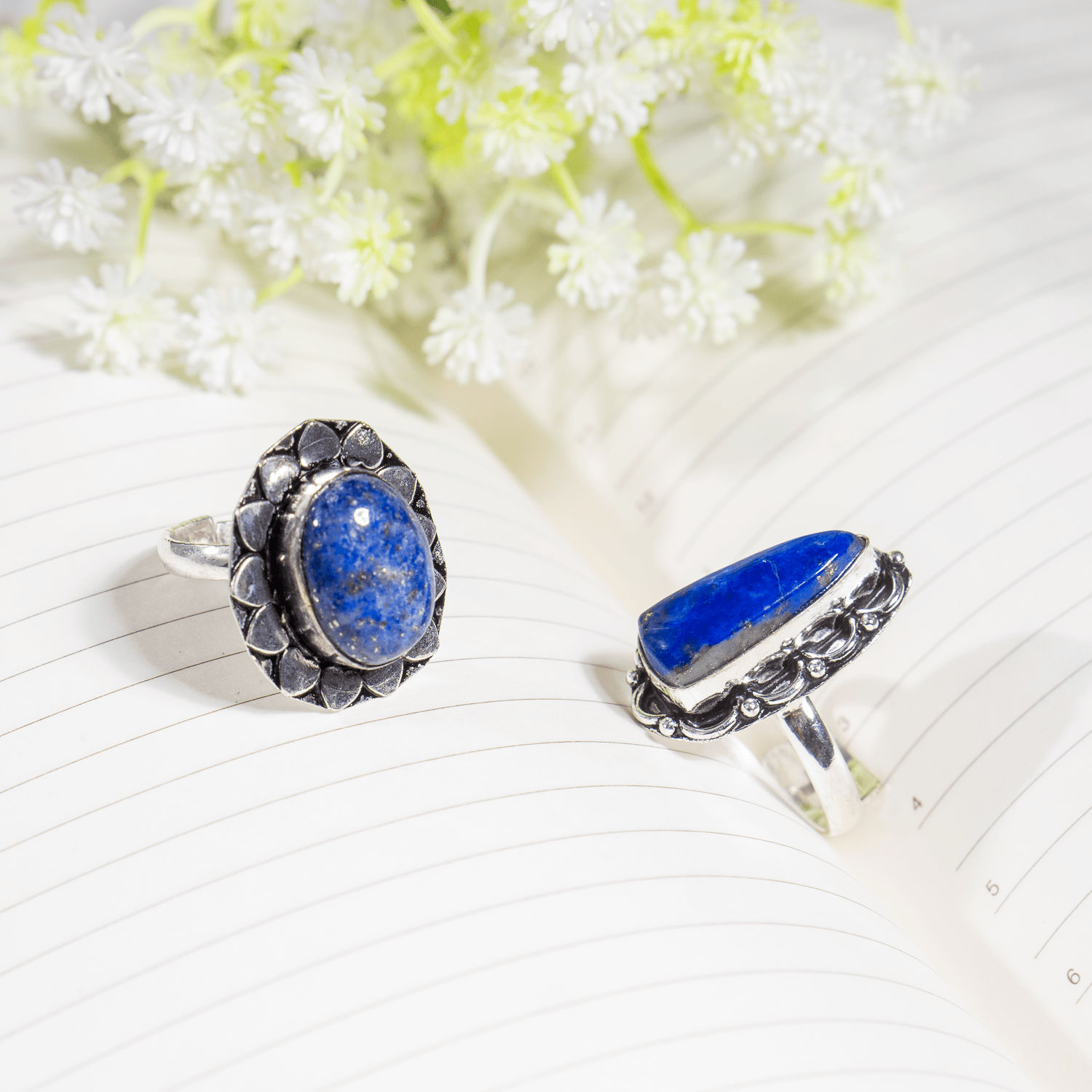 Lapis Lazuli rings – Gemstone rings Natural Crystal Healing Jewelry Collection DestGlow