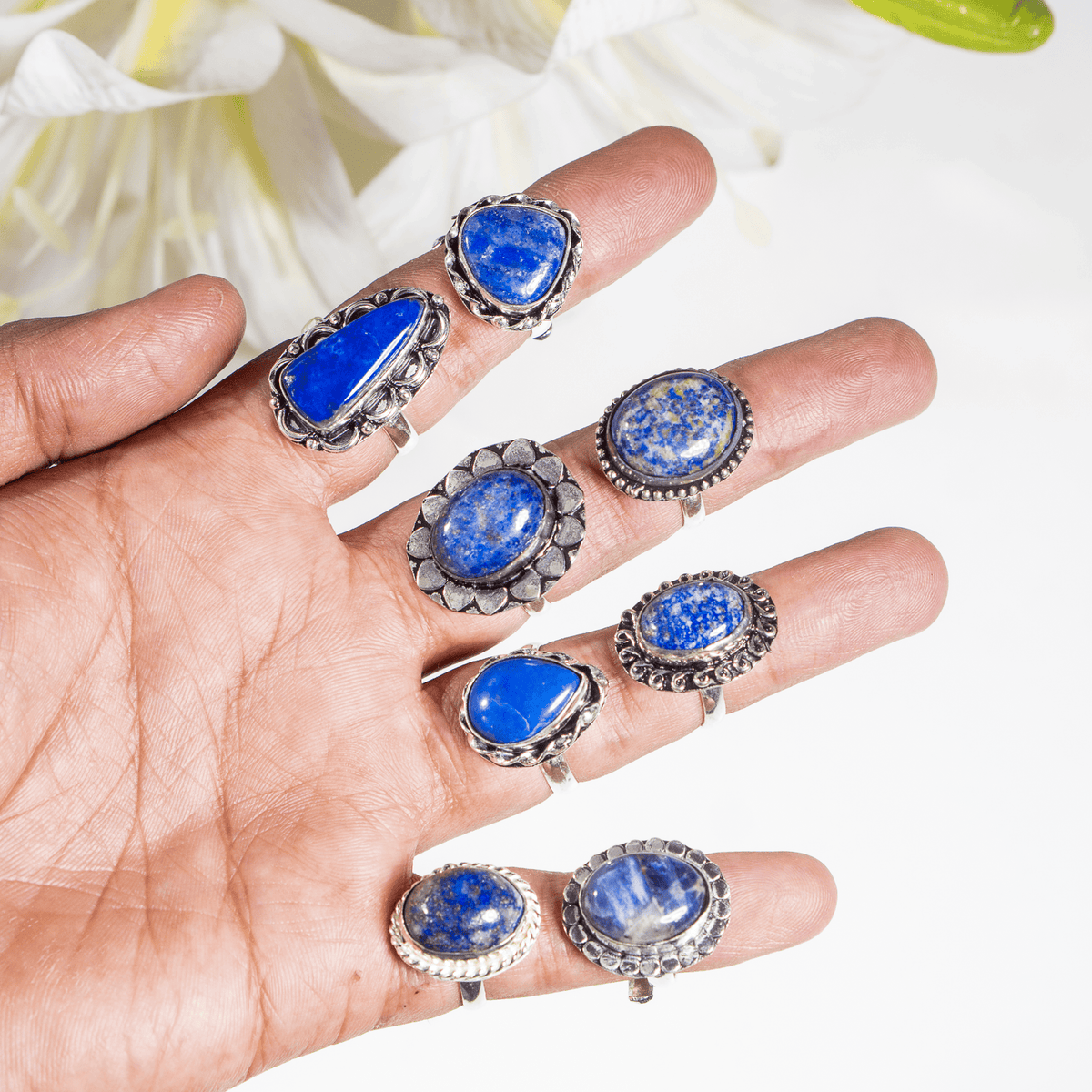 Lapis Lazuli rings – Gemstone rings Natural Crystal Healing Jewelry Collection DestGlow
