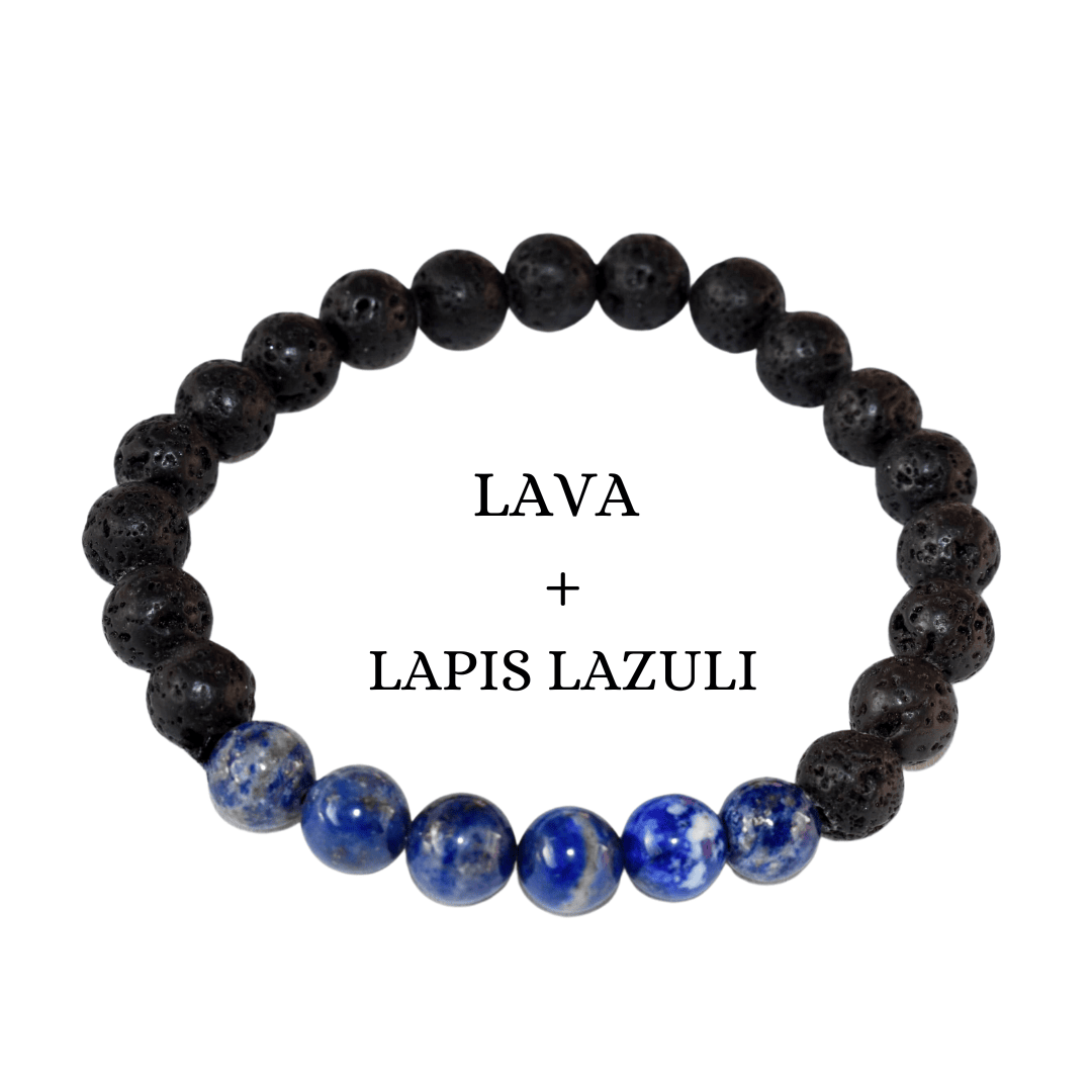 Lava Diffuser Bracelet, Lava with Lapis Lazuli Beads Diffuser Jewelry, Aromatherapy, Essential Oil Bracelet, Spiritual Gift, Yoga Gift for Her DestGlow