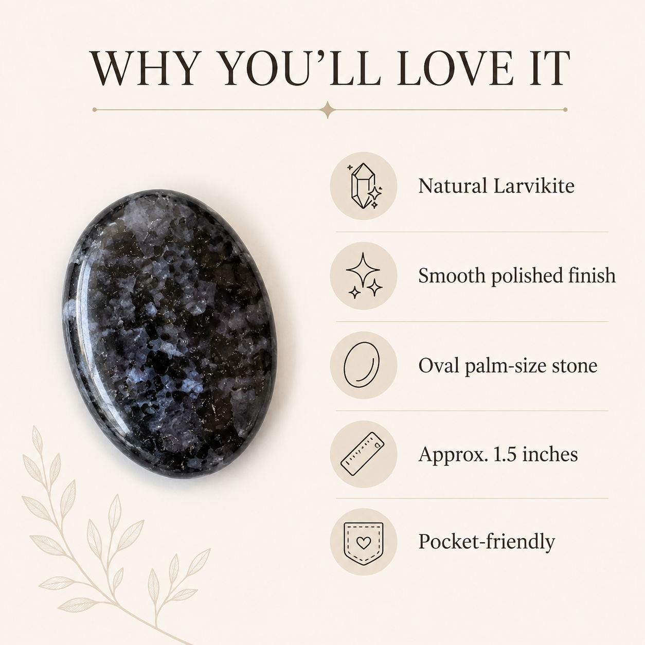 Larvikite Pocket Stones (Breaking Addictions and Clairvoyance )