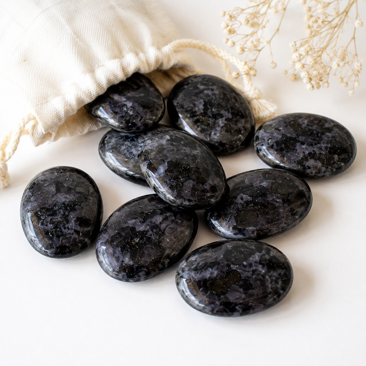Larvikite Pocket Stones (Breaking Addictions and Clairvoyance ) DestGlow