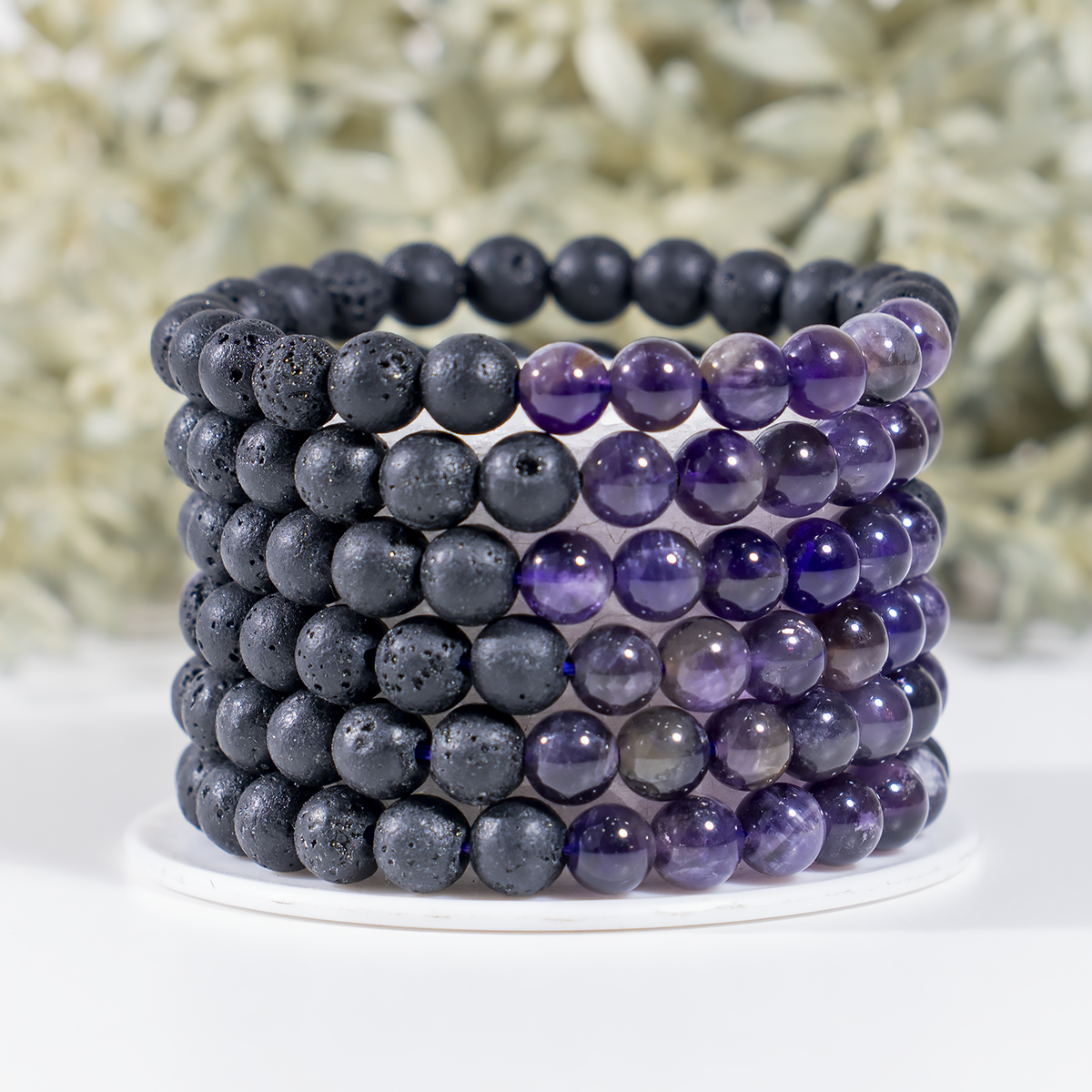 Lava Diffuser Bracelet, Lava with Amethyst Beads Diffuser Jewelry, Aromatherapy, Essential Oil Bracelet, Spiritual Gift, Yoga Gift for Her DestGlow