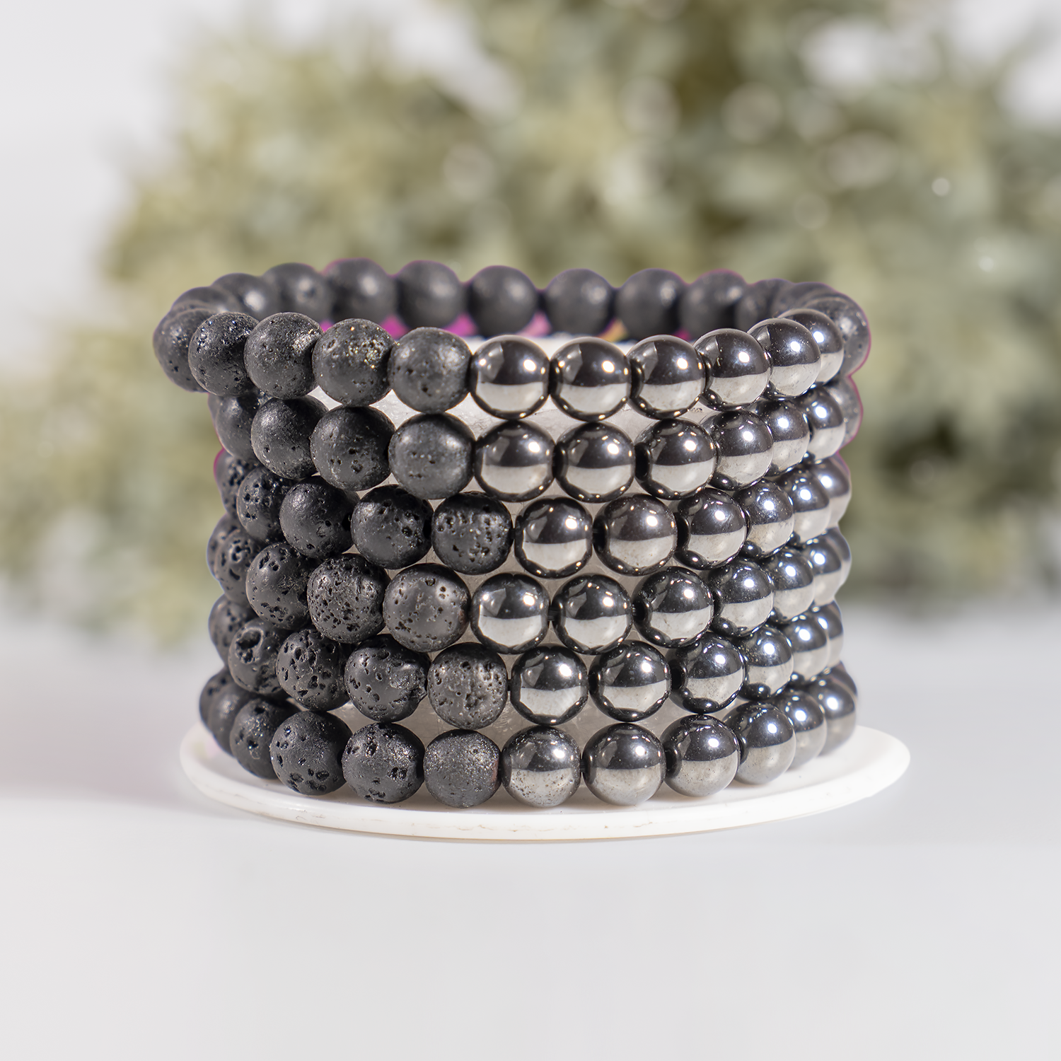 Lava Diffuser Bracelet, Lava with Hematite Beads Diffuser Jewelry, Aromatherapy, Essential Oil Bracelet, Spiritual Gift, Yoga Gift for Her,