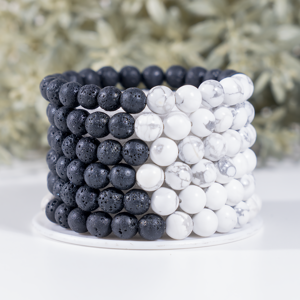 Lava Diffuser Bracelet, Lava with Howlite Beads Diffuser Jewelry, Aromatherapy, Essential Oil Bracelet, Spiritual Gift, Yoga Gift for Her, DestGlow