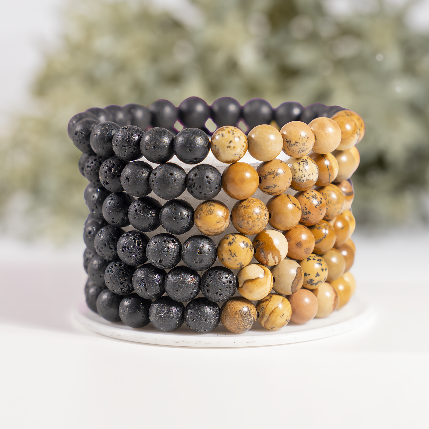 Lava Diffuser Bracelet, Lava with Picture Jasper Beads Diffuser Jewelry, Aromatherapy, Essential Oil Bracelet, Spiritual Gift, Yoga Gift for Her,