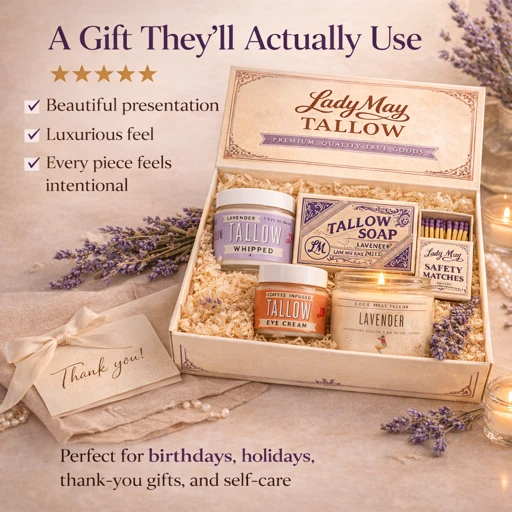 Lavender Tallow Gift Set - Premium Relaxation Bundle | Skincare, Candle & Soap by Lady May Tallow