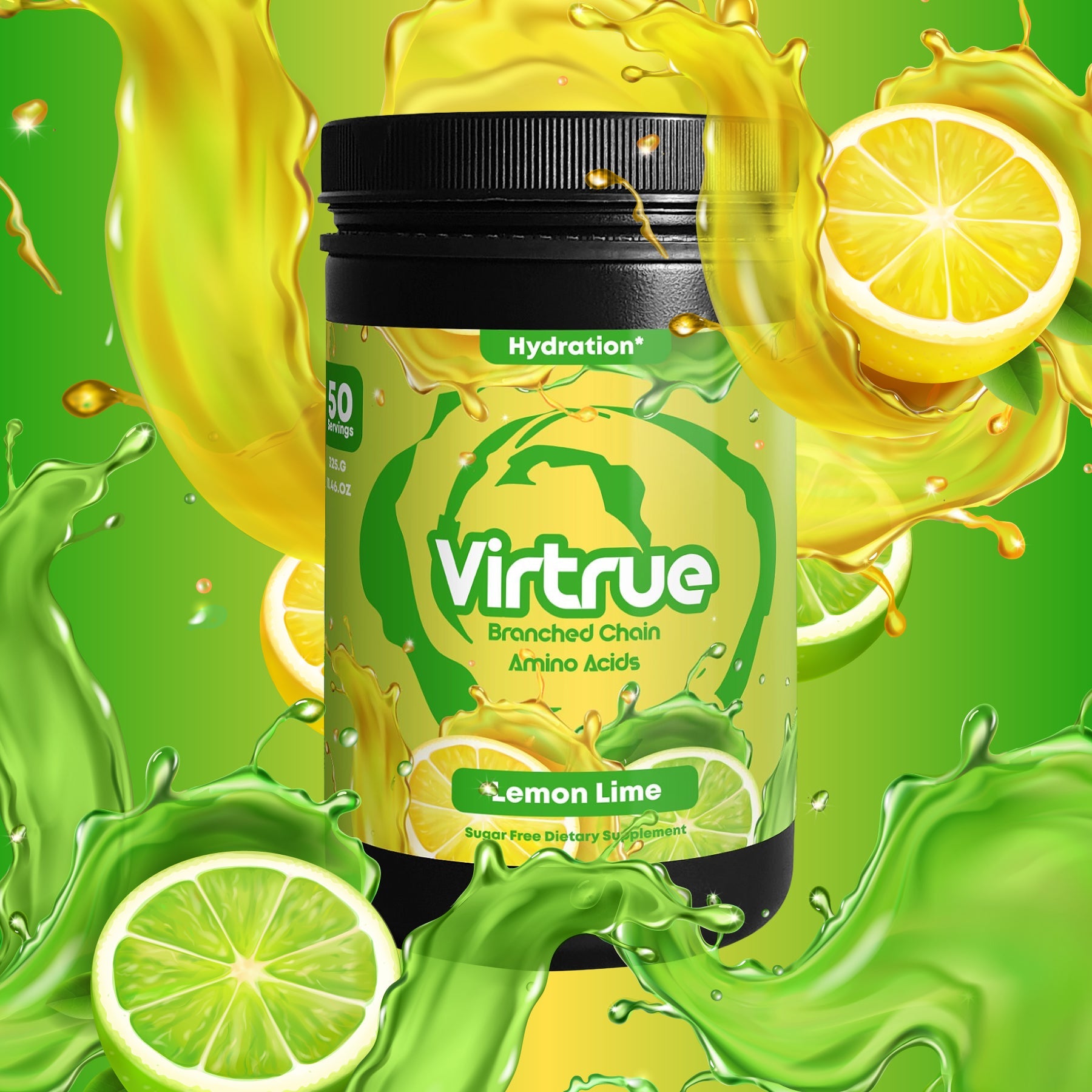 Lemon Lime BCAA + Electrolyte Powder | Hydration & Recovery | Made in USA by Virtrue