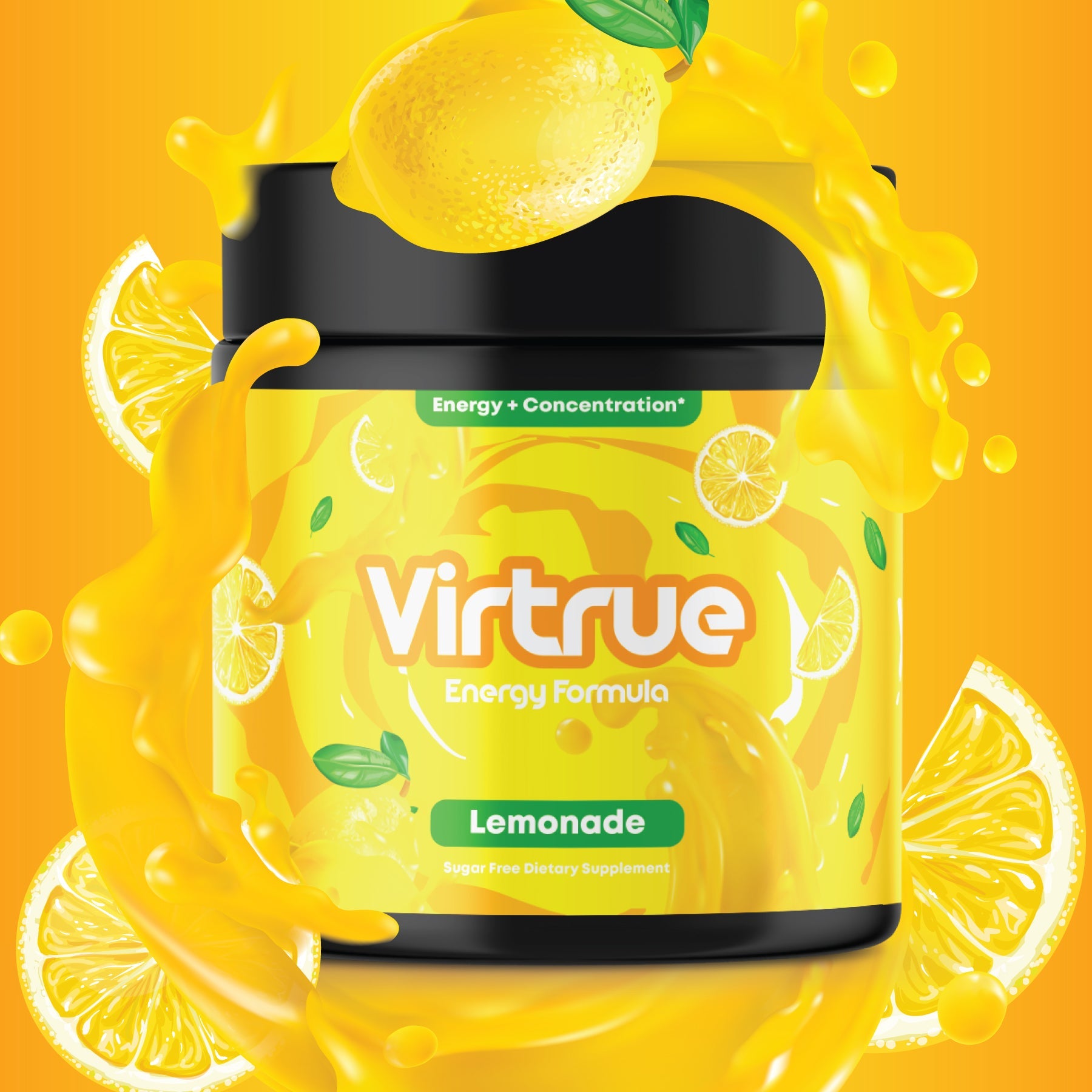 Lemonade Pre-Workout Energy Powder + Focus Boost & Hydration | Sugar Free by Virtrue