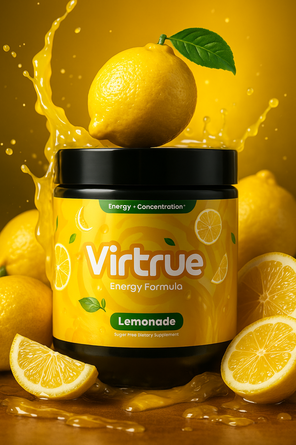 Lemonade Pre-Workout Energy Powder + Focus Boost & Hydration | Sugar Free by Virtrue
