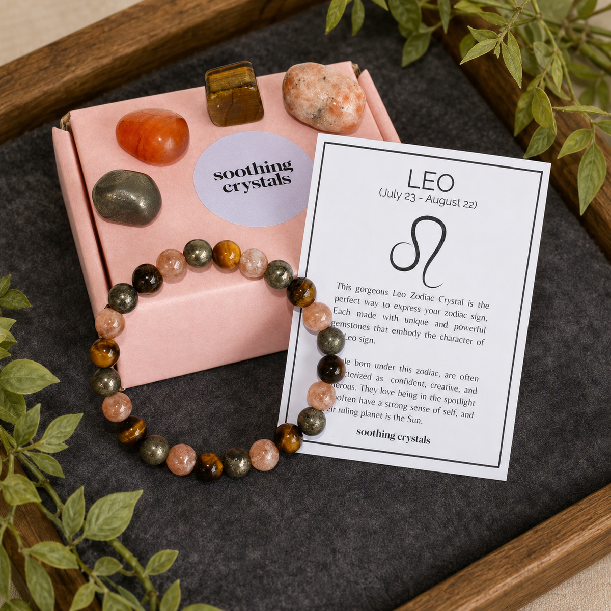LEO Zodiac Crystal Kit, Leo Birthstones Tumbled Stones Set, Leo Stones Gifts DestGlow