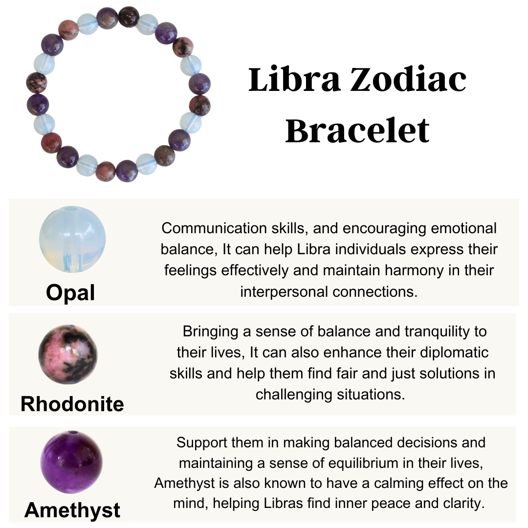 Libra Zodiac Crystal Bracelet, Libra Gifts DestGlow