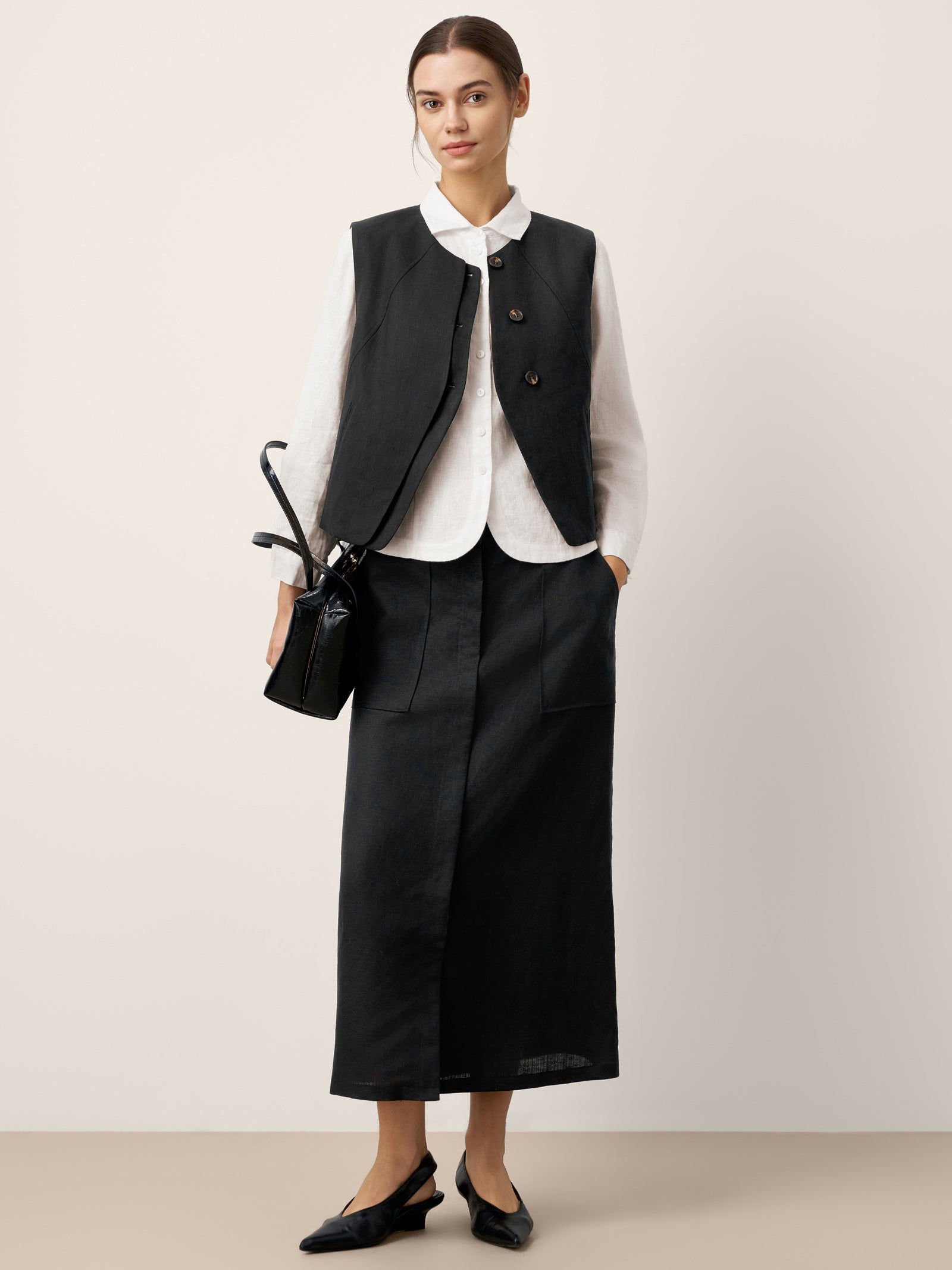 Linen-Lyocell Panel Layered Vest ODELIA DestGlow