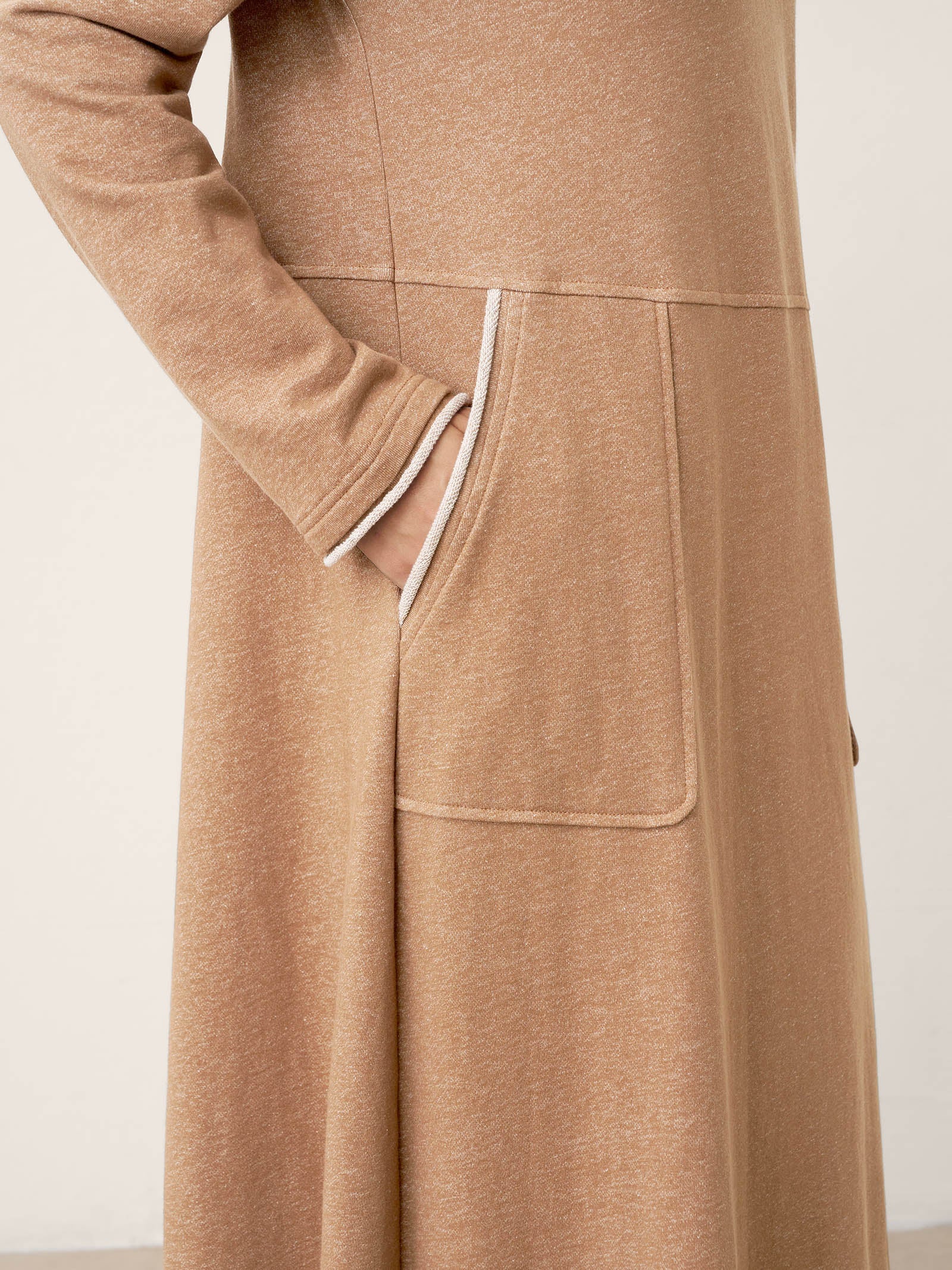 Linen Cotton Colorblock Trim Pocket Maxi Dress CLEMENTINE by LINTICO