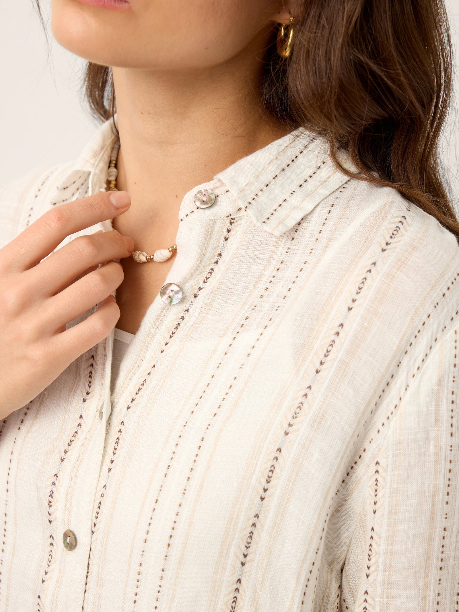 Linen Striped Tab-Sleeve Bohemia Shirt Dress BLYTHE by LINTICO
