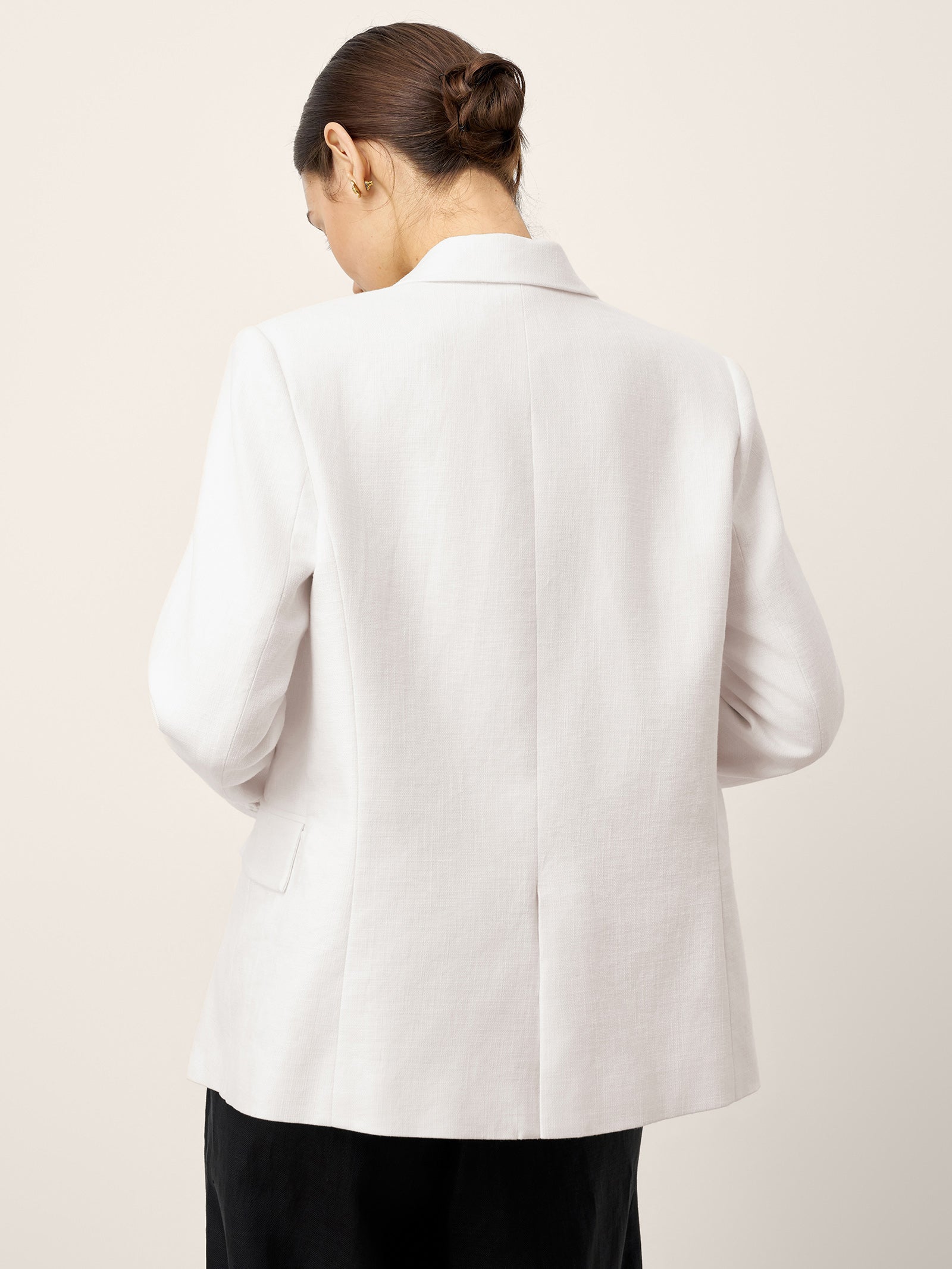 Linen Peak Lapel Crossover Blazer IRIS DestGlow