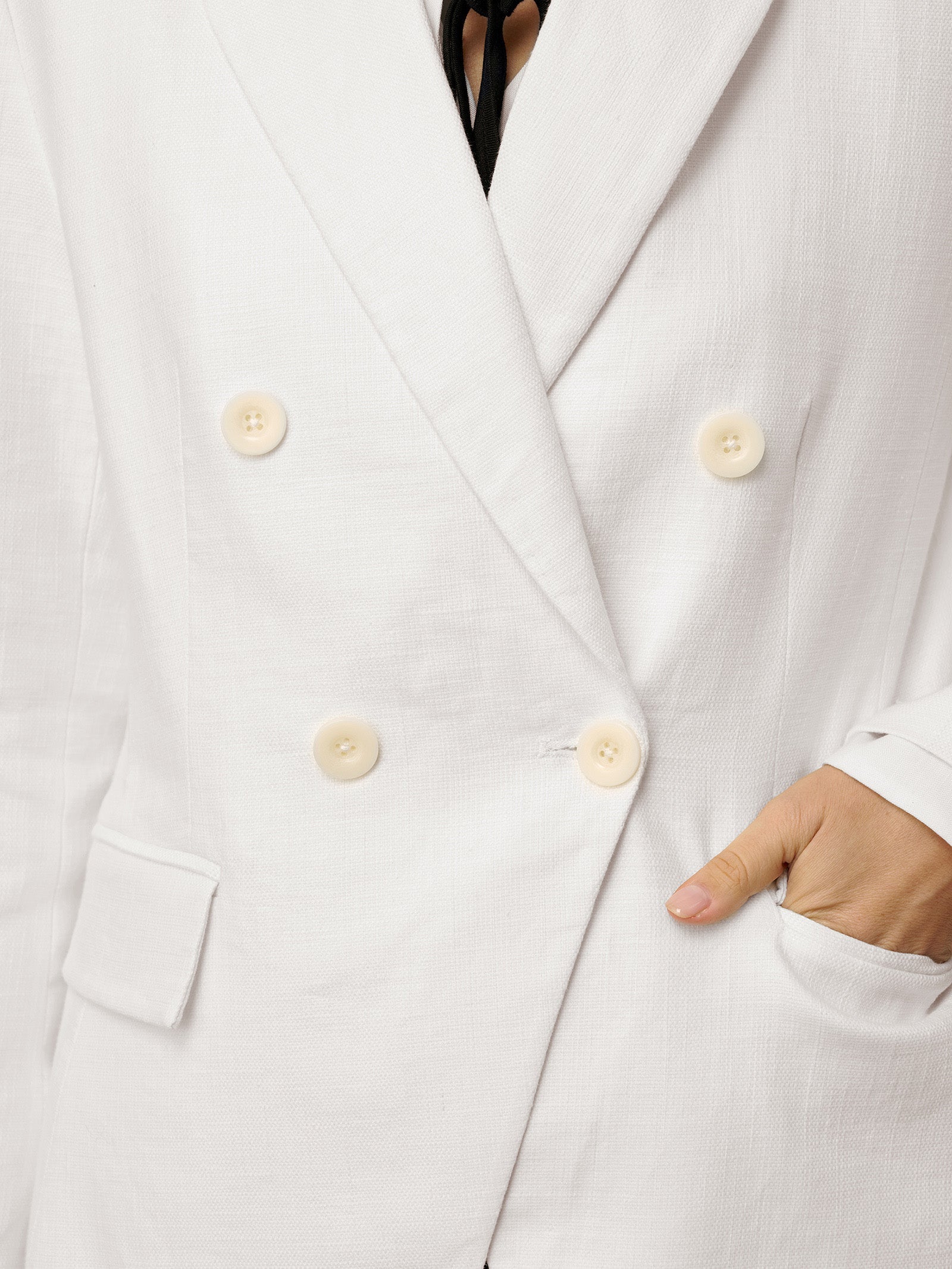 Linen Peak Lapel Crossover Blazer IRIS DestGlow