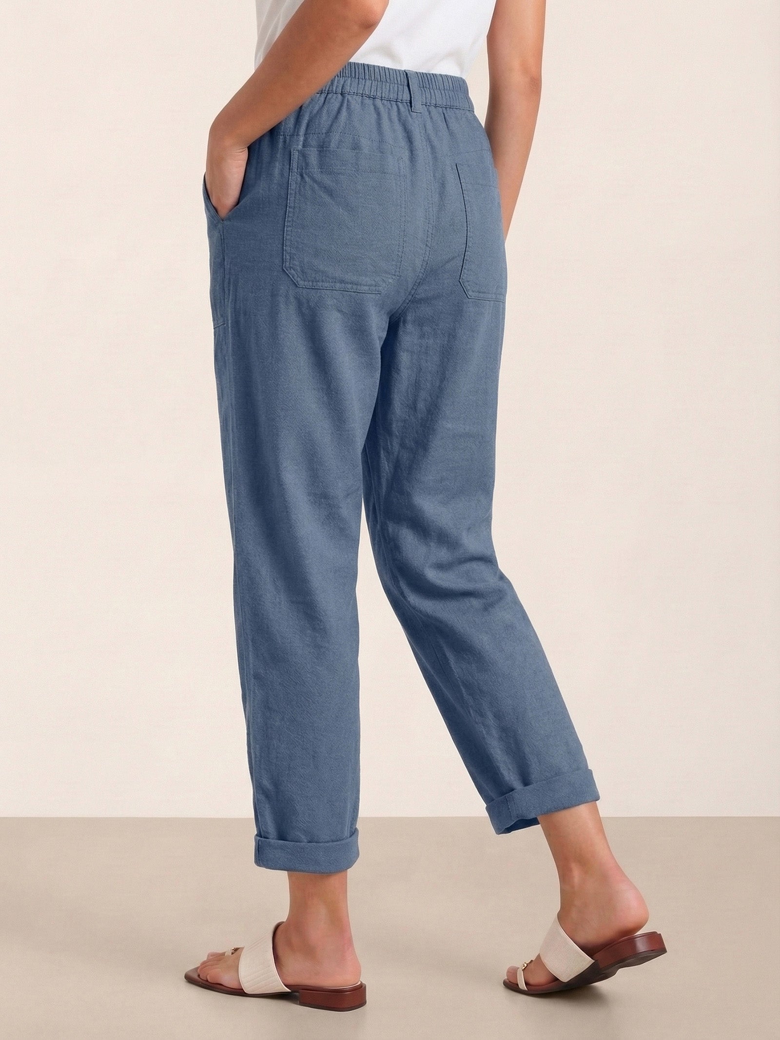 Linen Simple Button Fly Trousers HEIDI by LINTICO