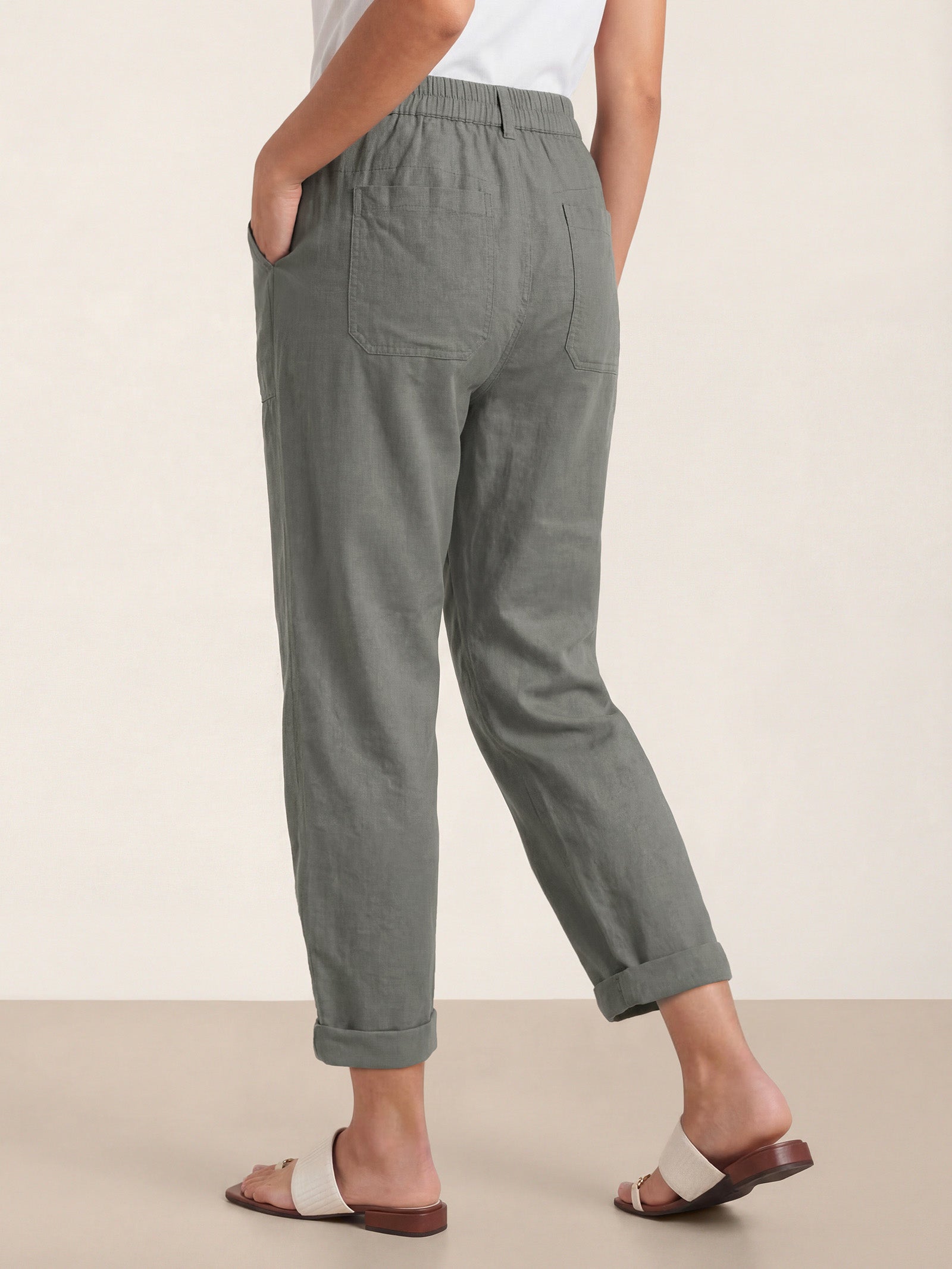 Linen Simple Button Fly Trousers HEIDI by LINTICO