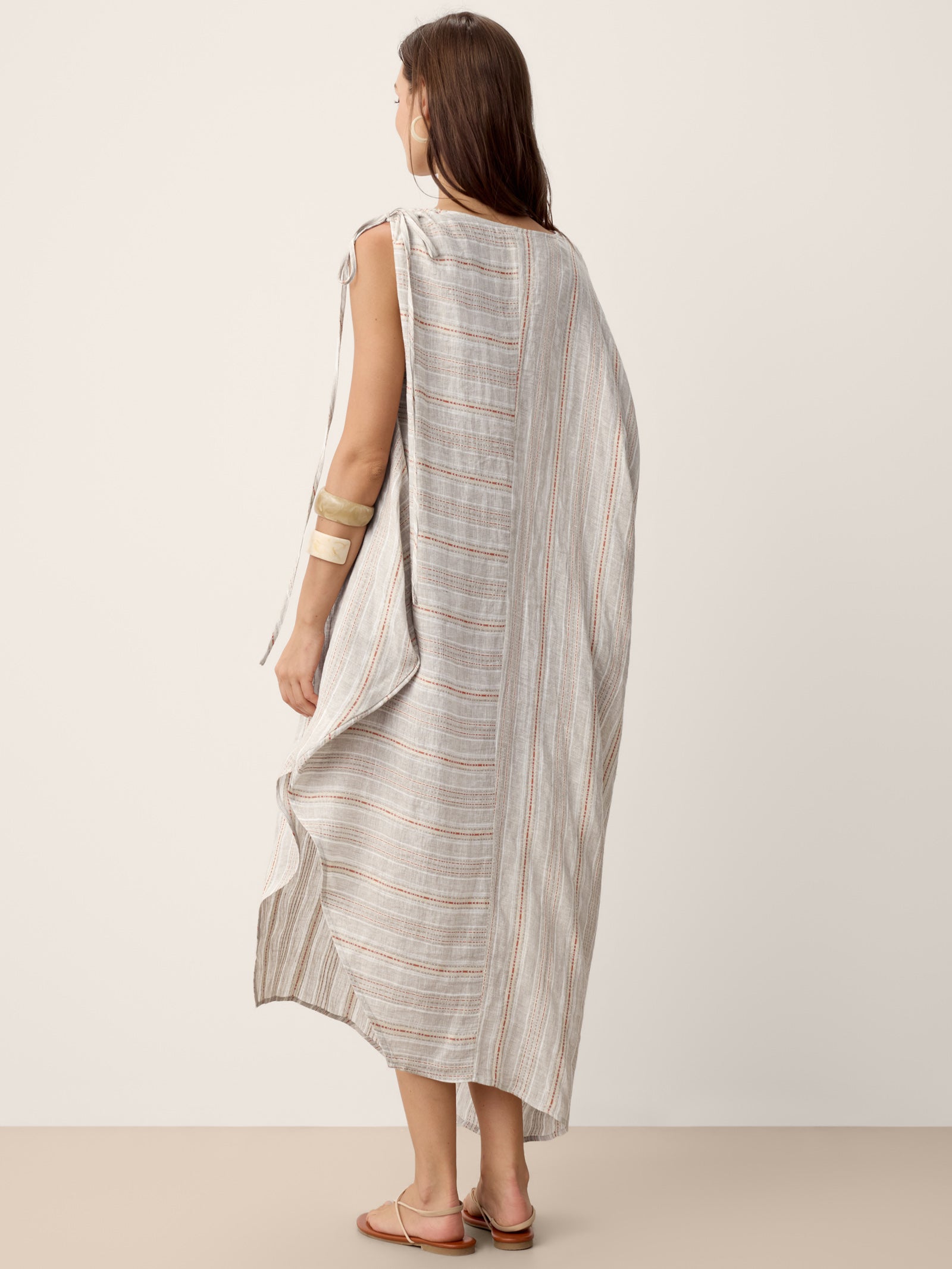 Linen Asymmetric Drawstring Midi Dress NADIA by LINTICO