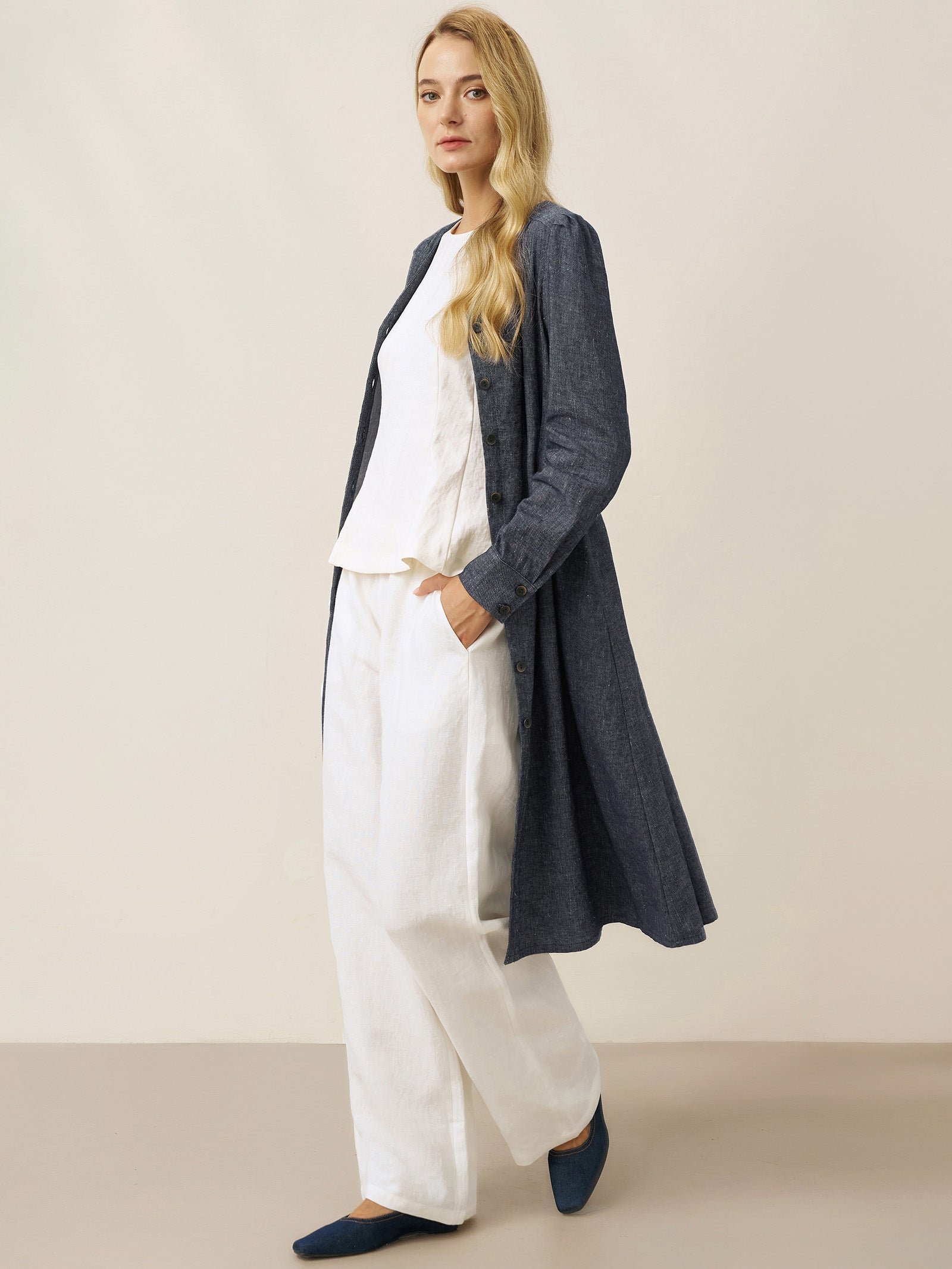Linen Denim Texture Jacket Dress HANNAH by LINTICO