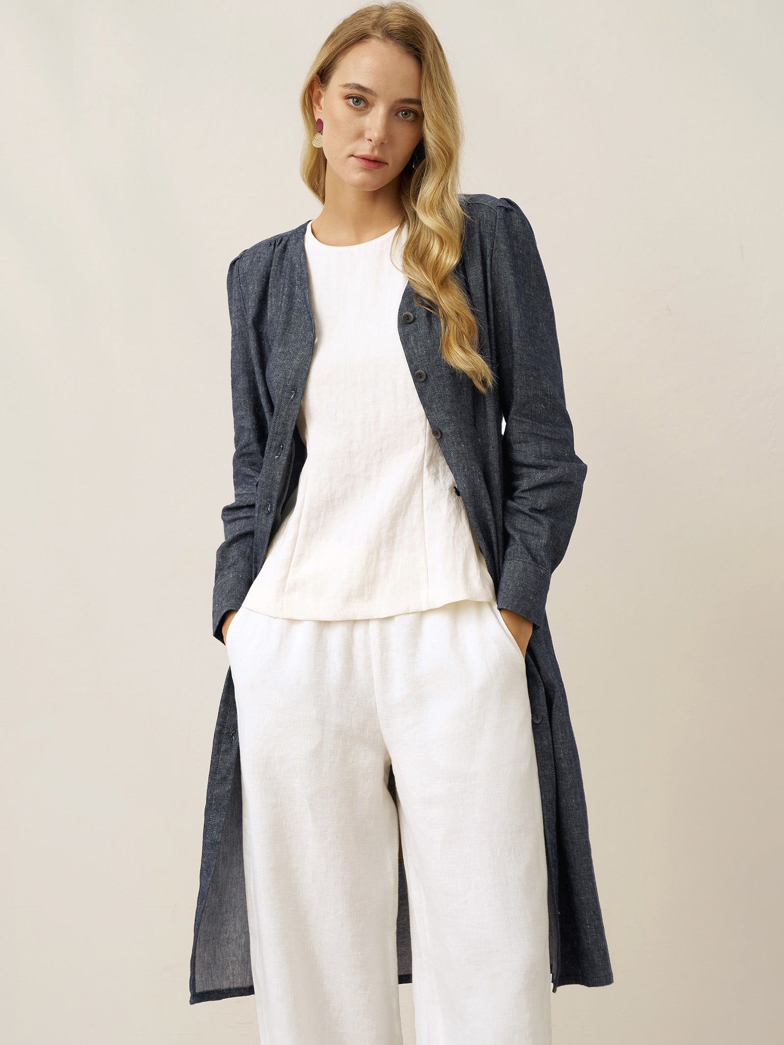 Linen Denim Texture Jacket Dress HANNAH by LINTICO