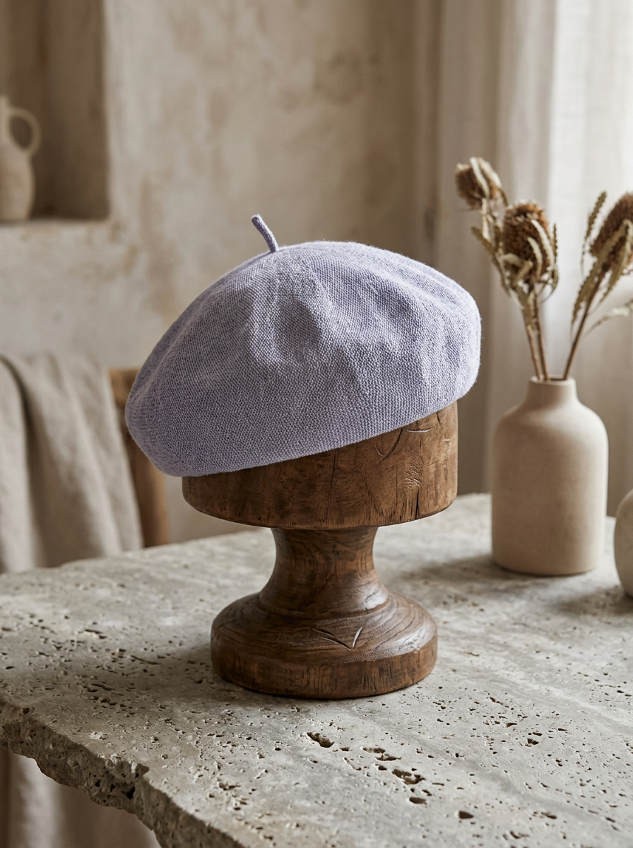 Linen Knit Beret Hat for Women Lightweight Breathable Summer Artist Cap by LINTICO
