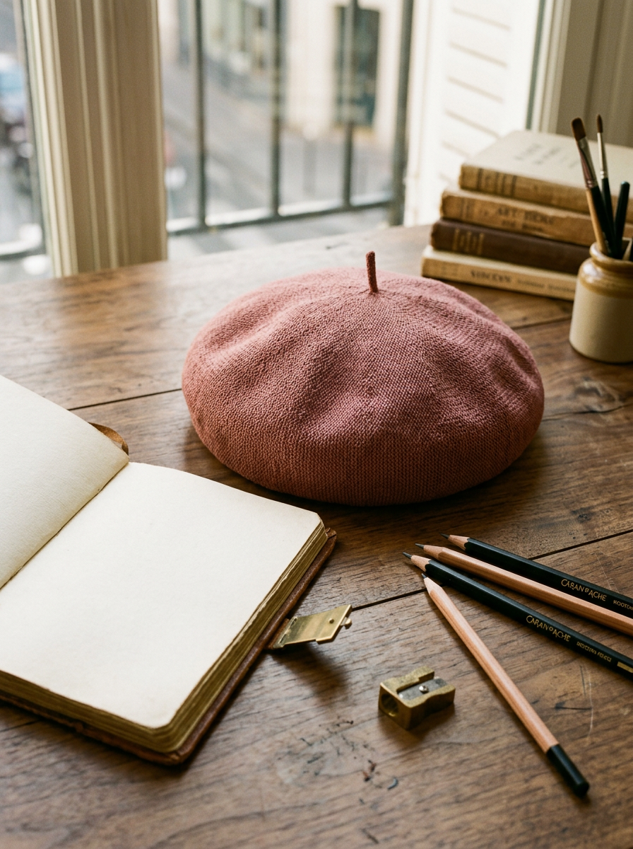 Linen Knit Beret Hat for Women Lightweight Breathable Summer Artist Cap by LINTICO