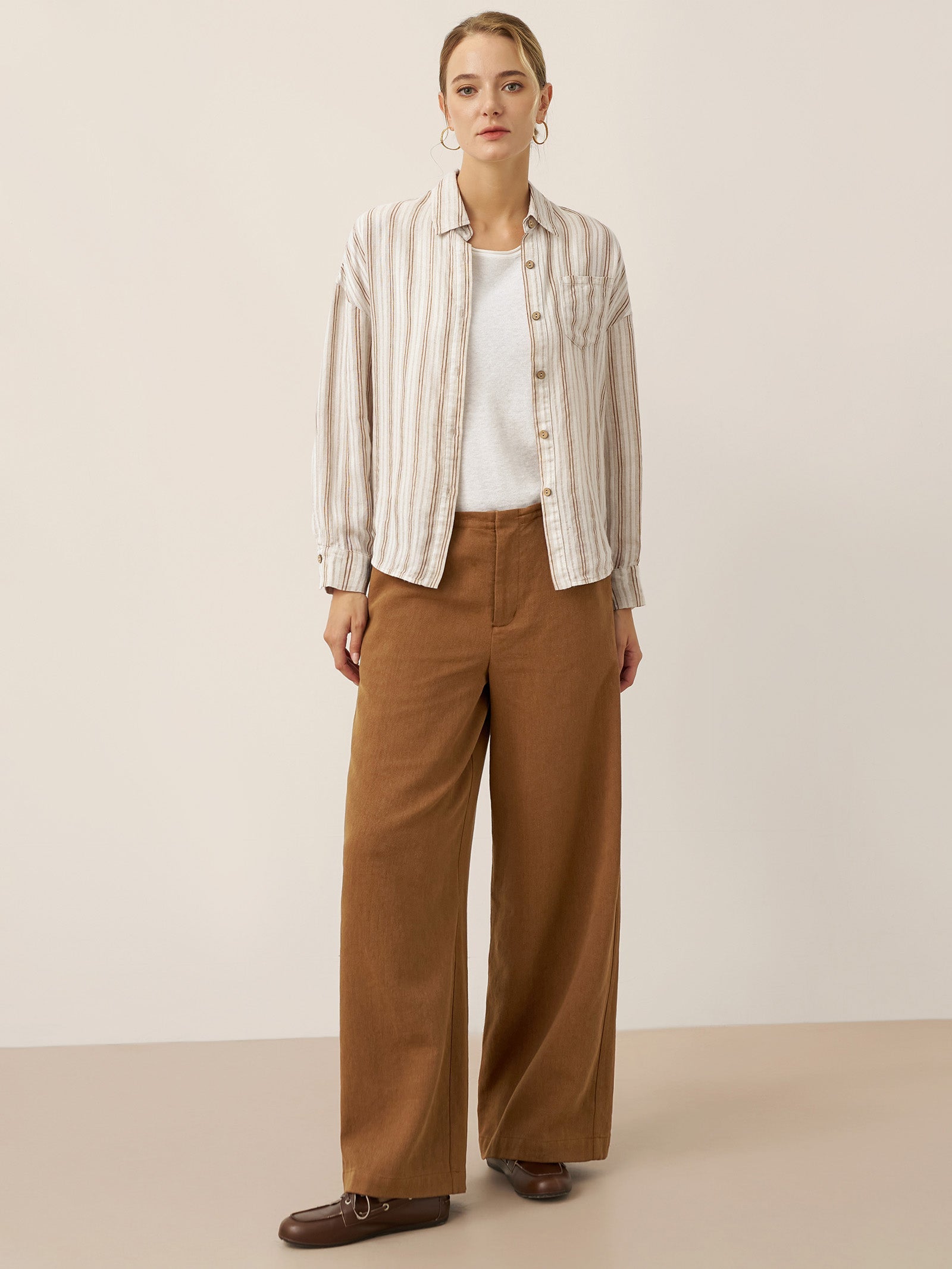 Linen Striped Drop Shoulder Shirt KENNEDY by LINTICO