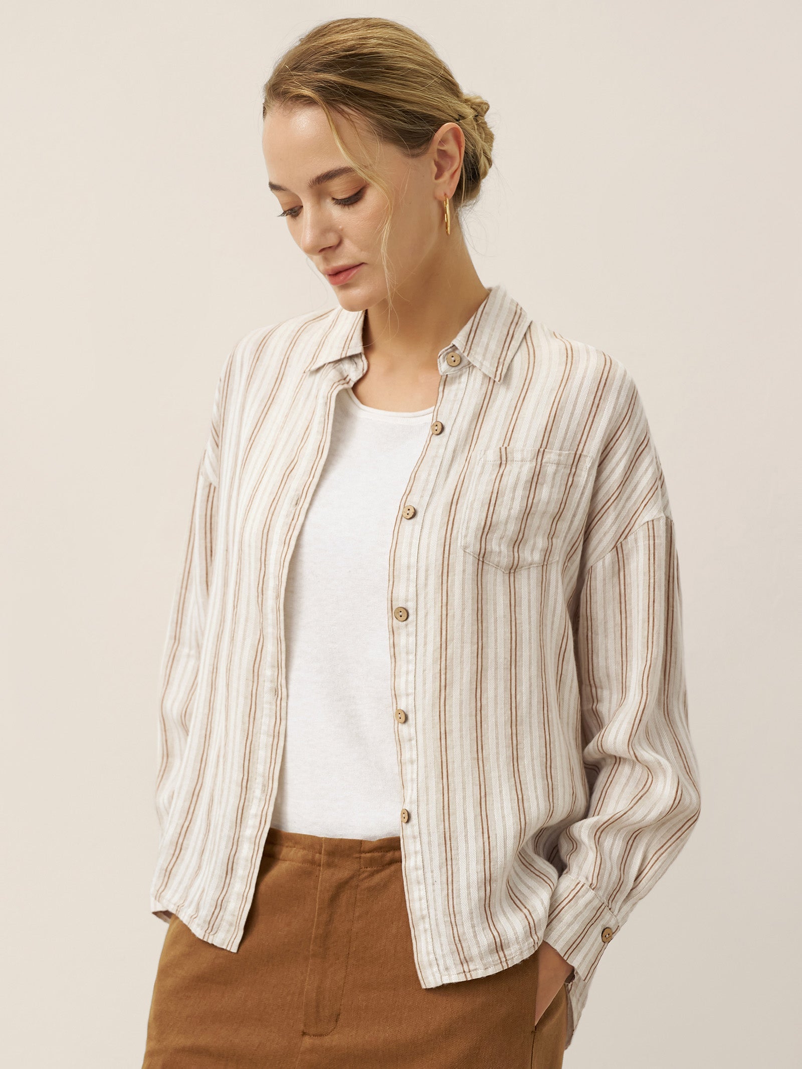 Linen Striped Drop Shoulder Shirt KENNEDY by LINTICO