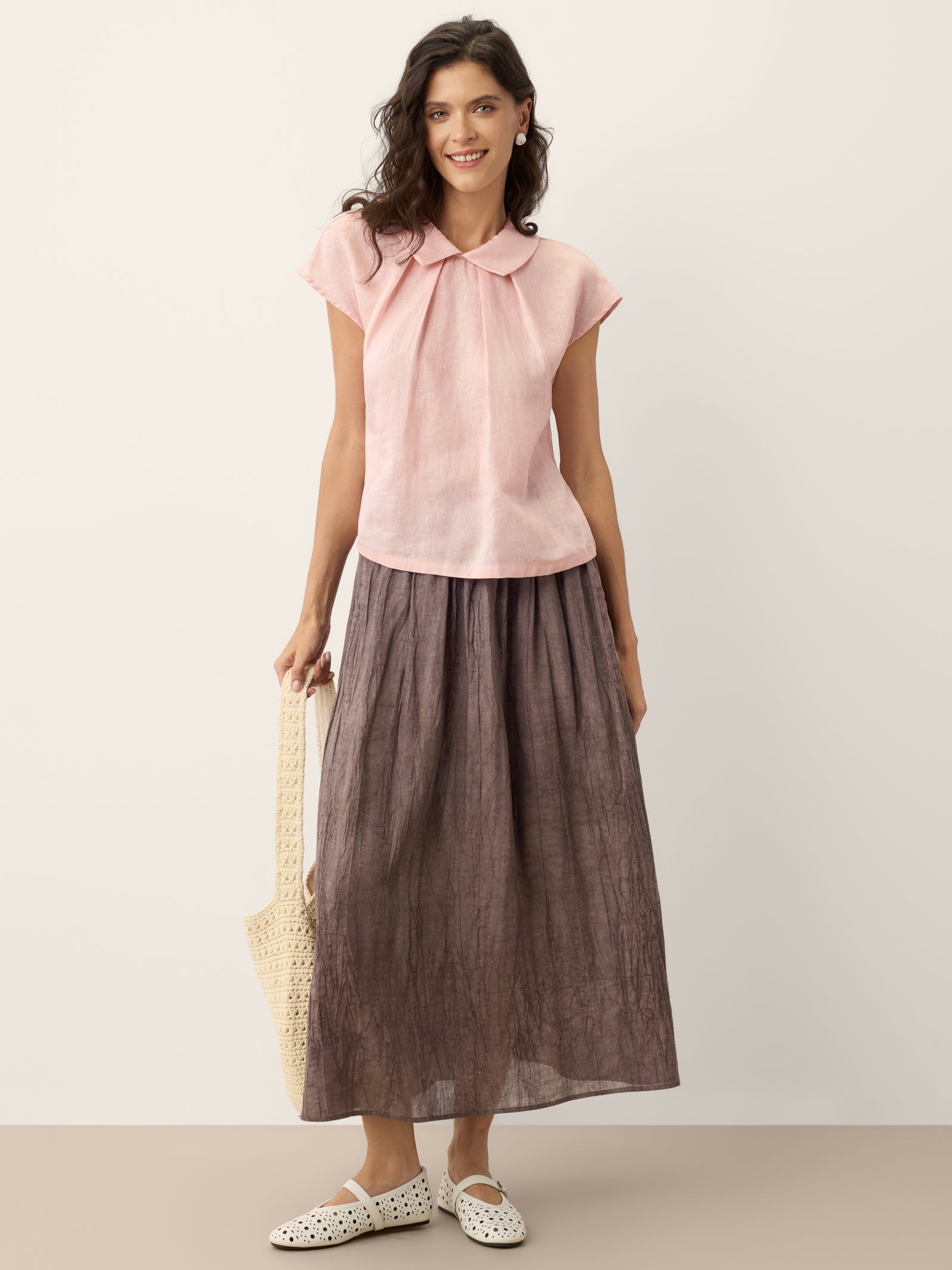 Lyocell Textured Pleated Waist Skirt ROSAMUND DestGlow