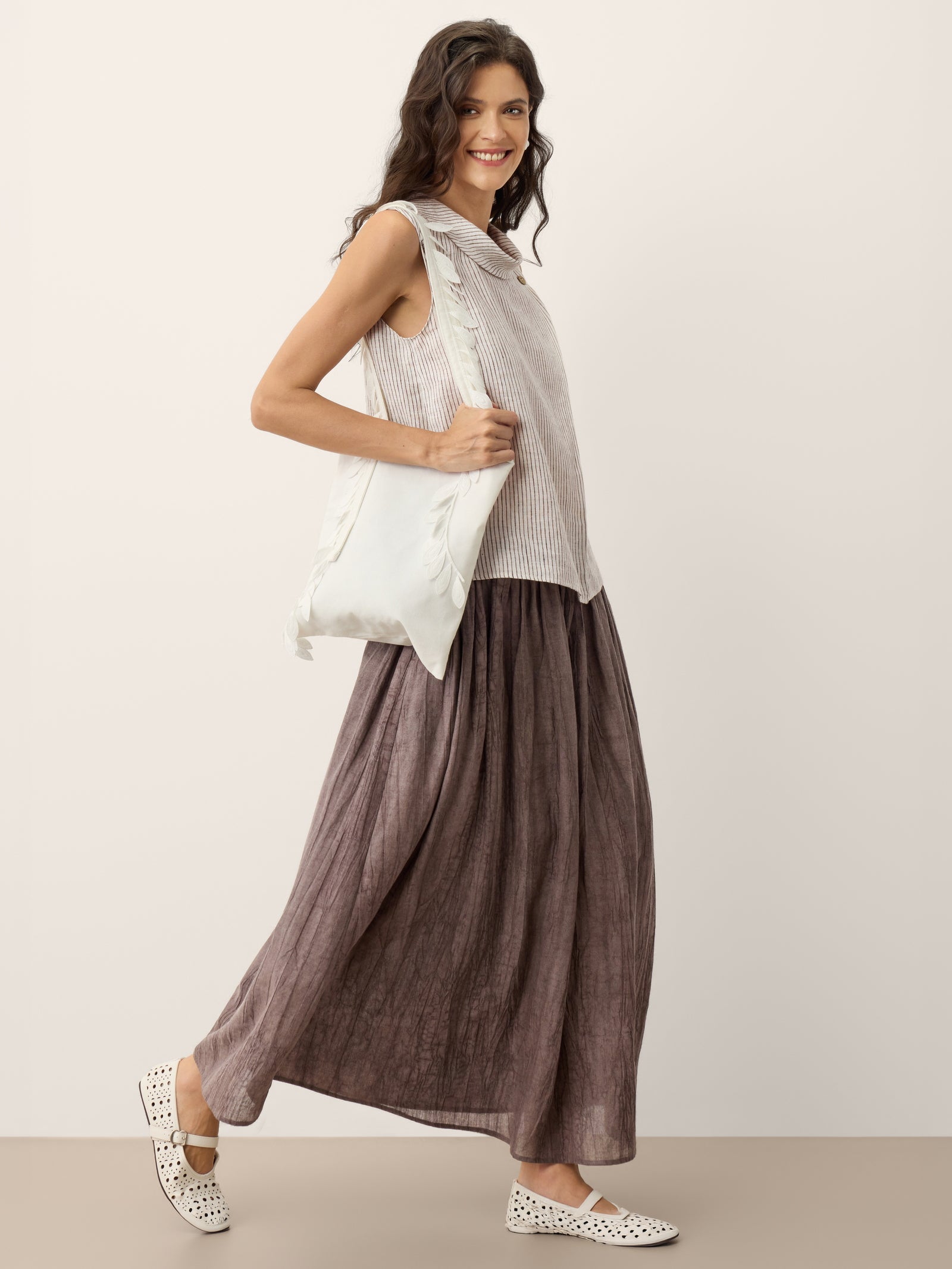 Lyocell Textured Pleated Waist Skirt ROSAMUND DestGlow