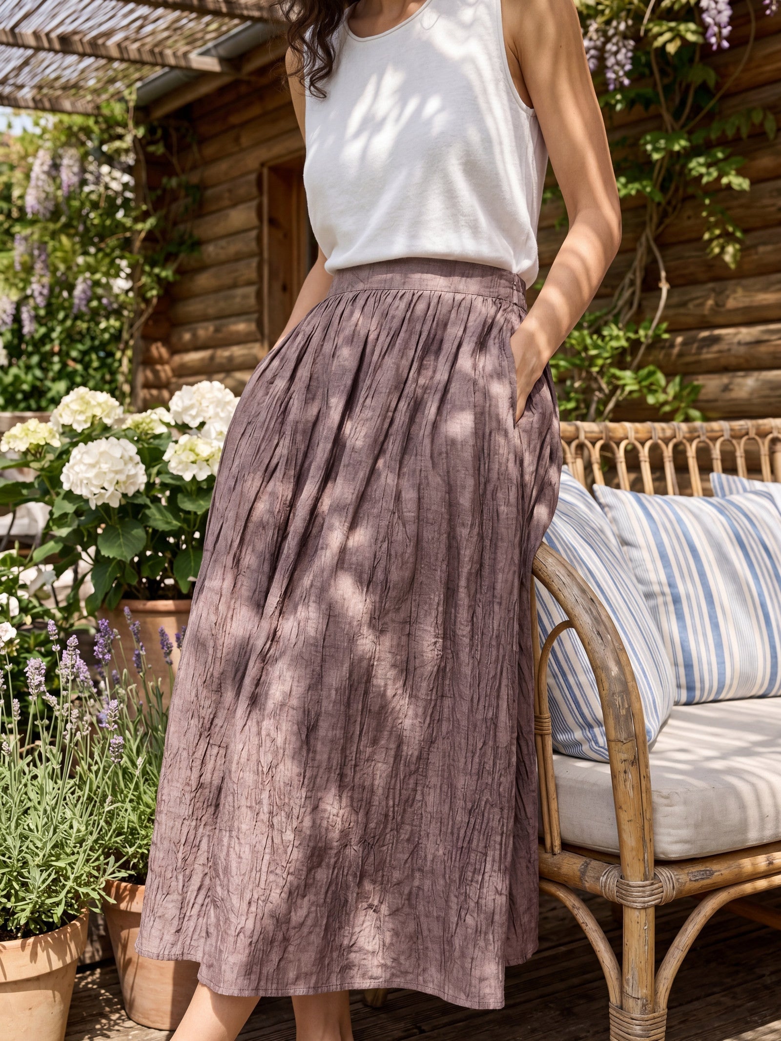 Lyocell Textured Pleated Waist Skirt ROSAMUND DestGlow