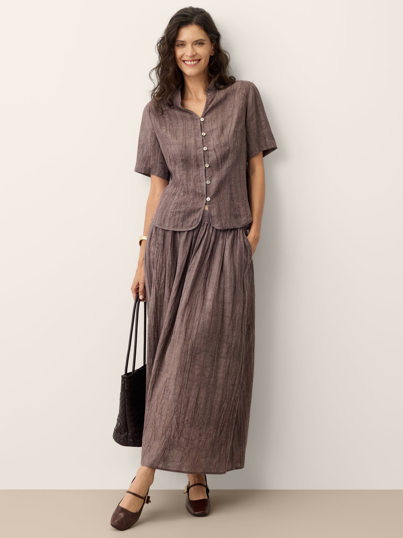 Lyocell Textured Pleated Waist Skirt ROSAMUND DestGlow