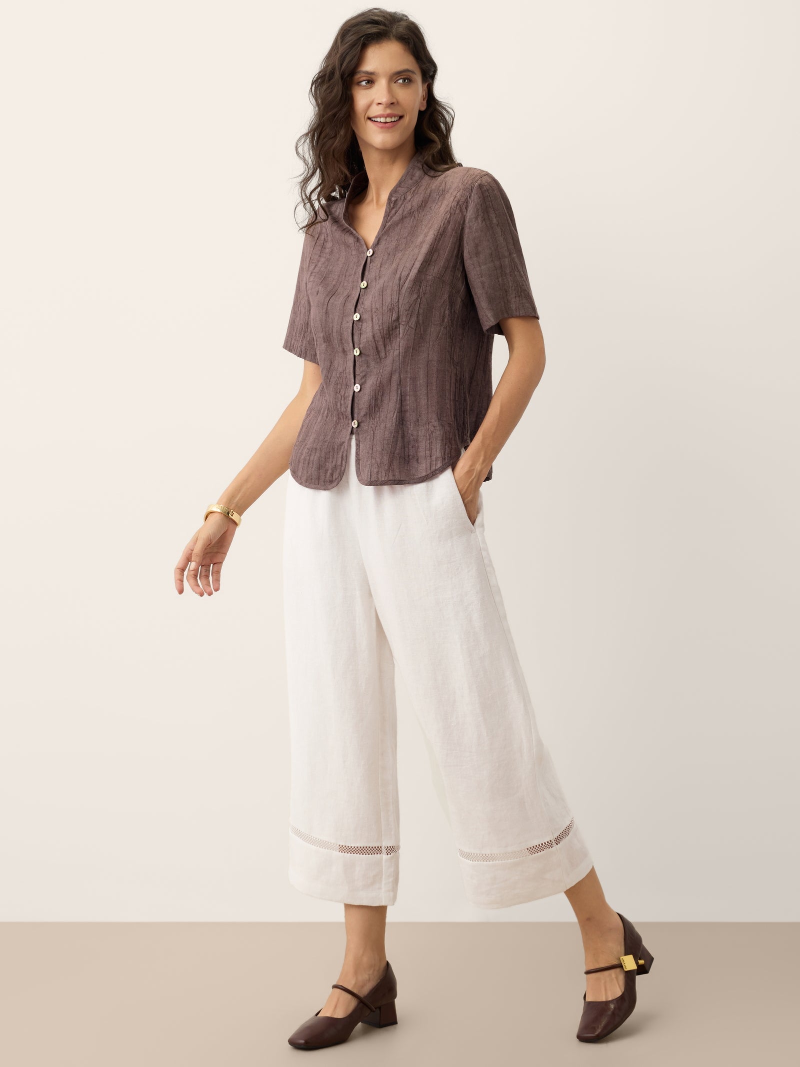 Lyocell Textured Stand Collar Shirt Jacket PHILIPPA DestGlow