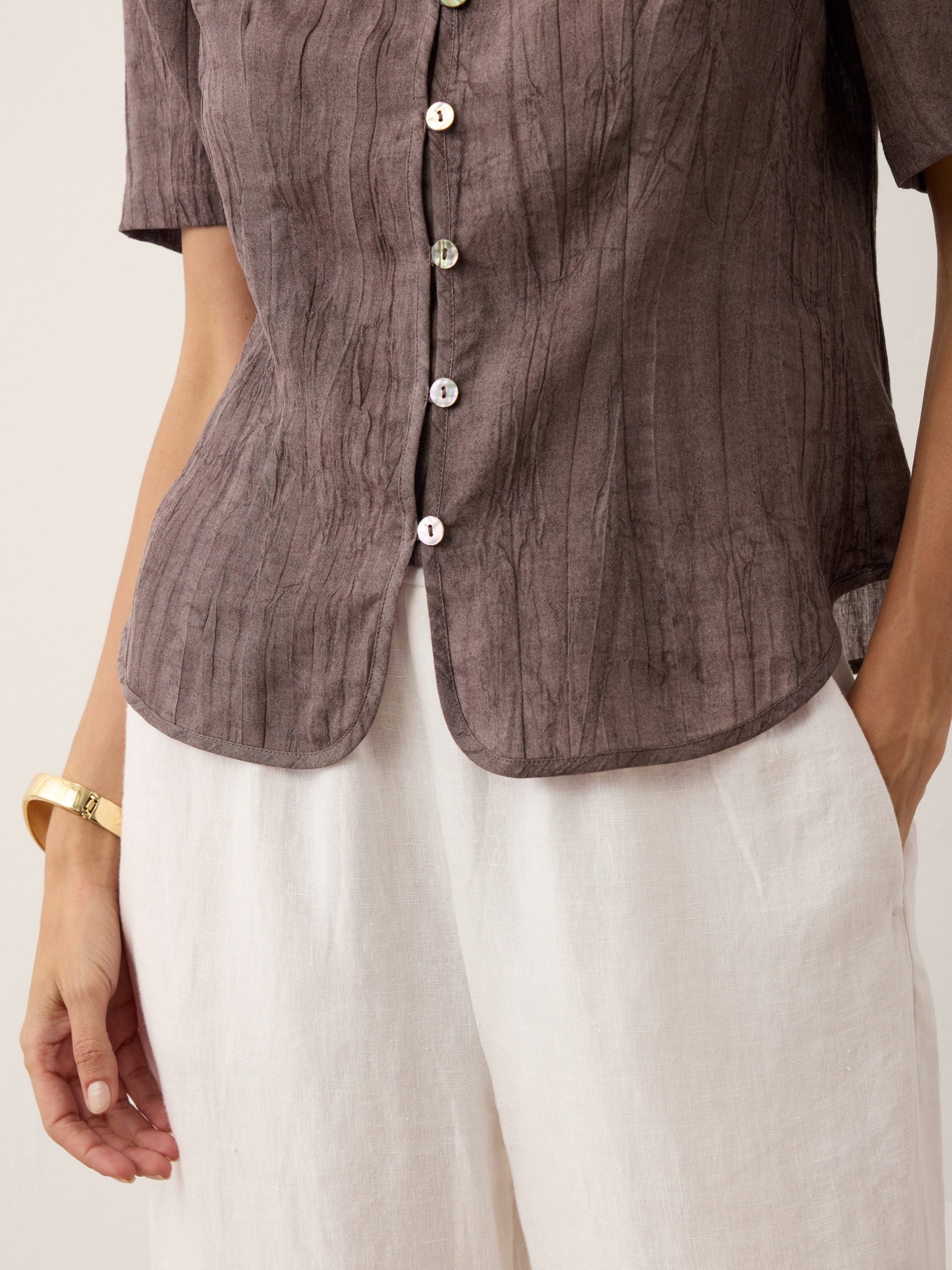 Lyocell Textured Stand Collar Shirt Jacket PHILIPPA DestGlow