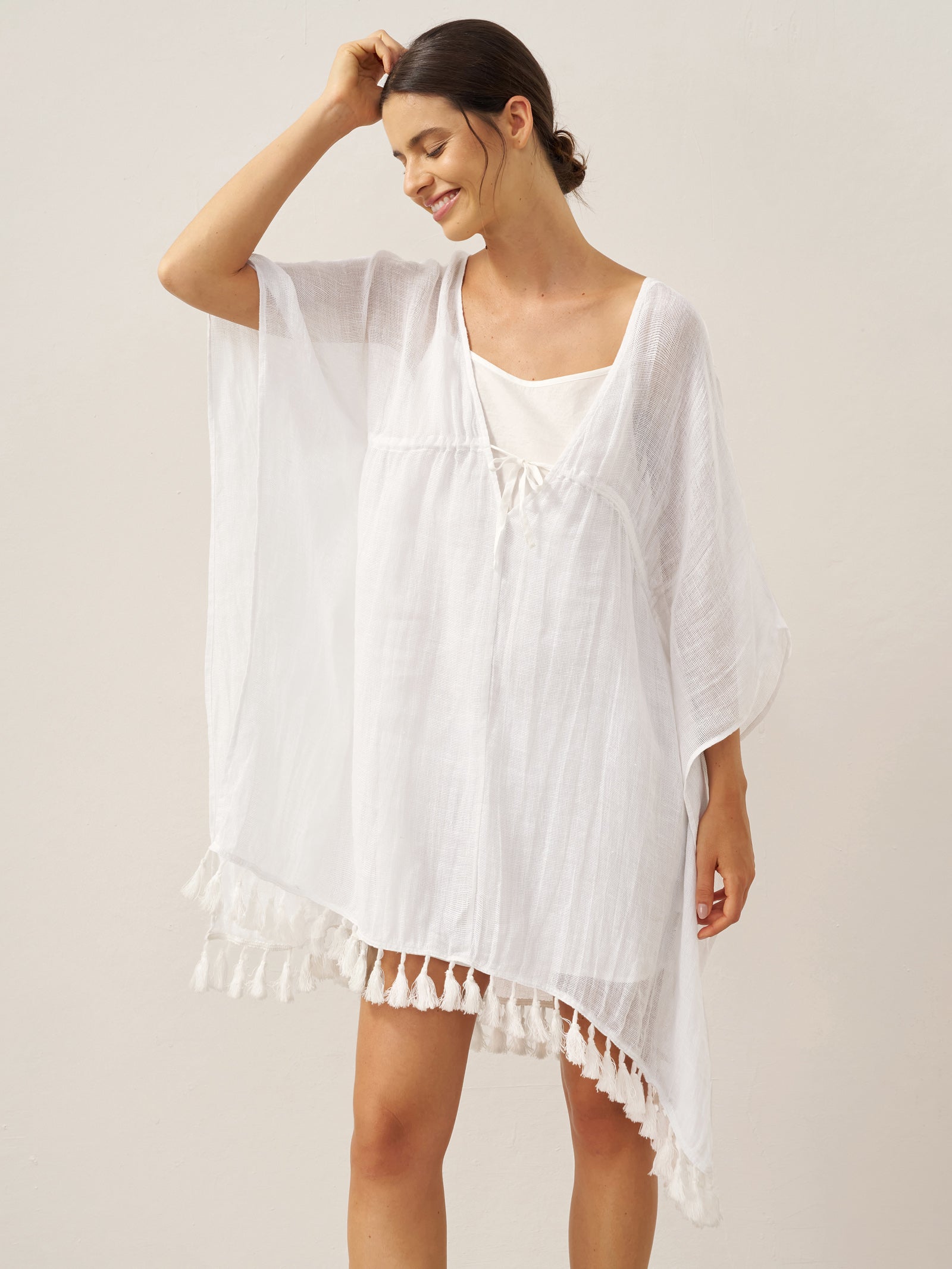 Linen V-Neck Cover-Up and Slip Dress Set CASS by LINTICO