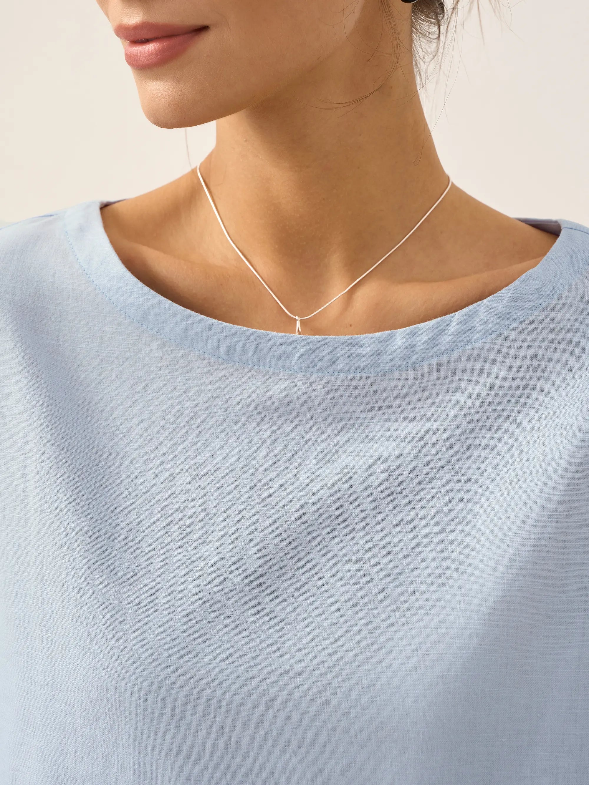 Linen White Boat Neck Oversized Top AVA by LINTICO